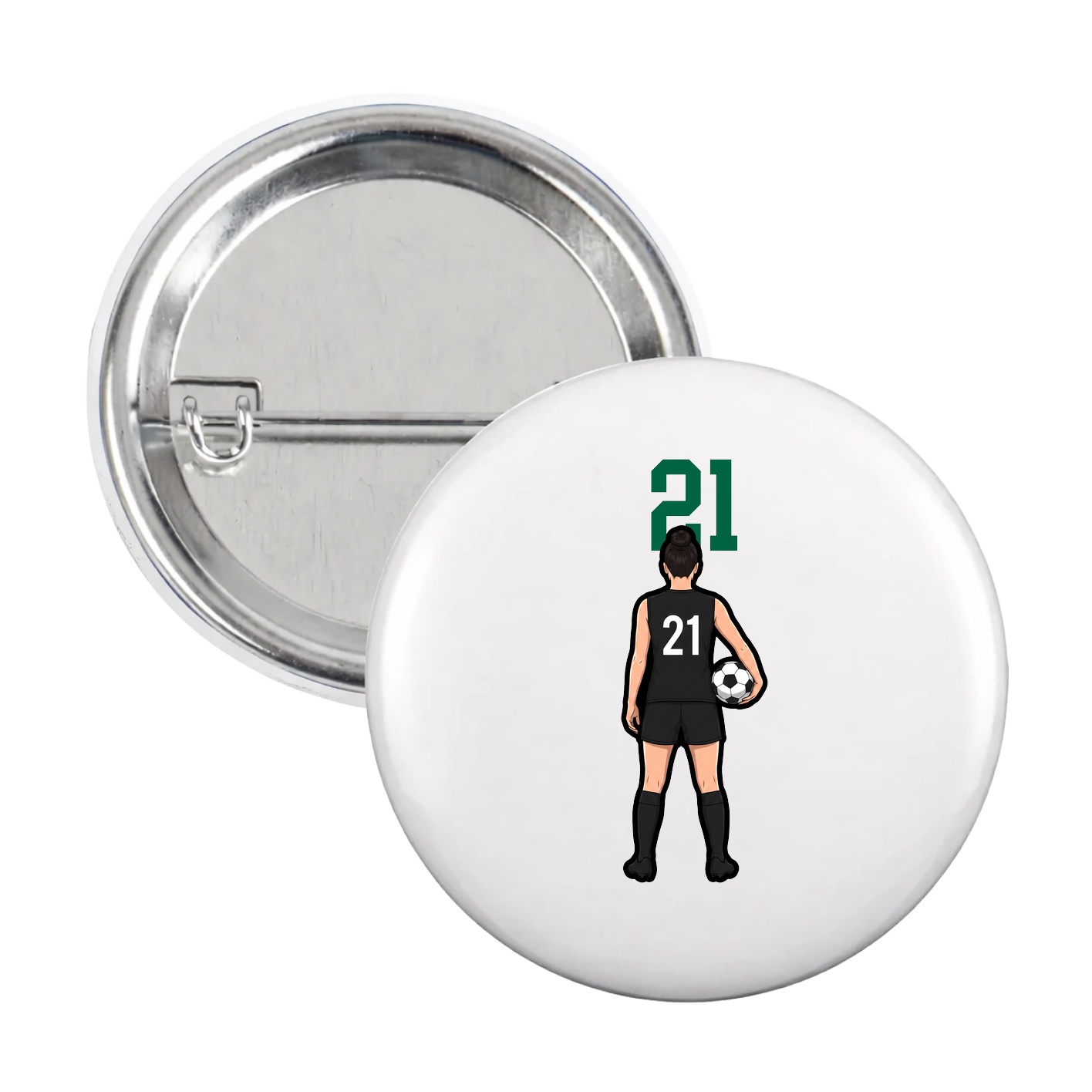 Game Day Button — Number Top in White