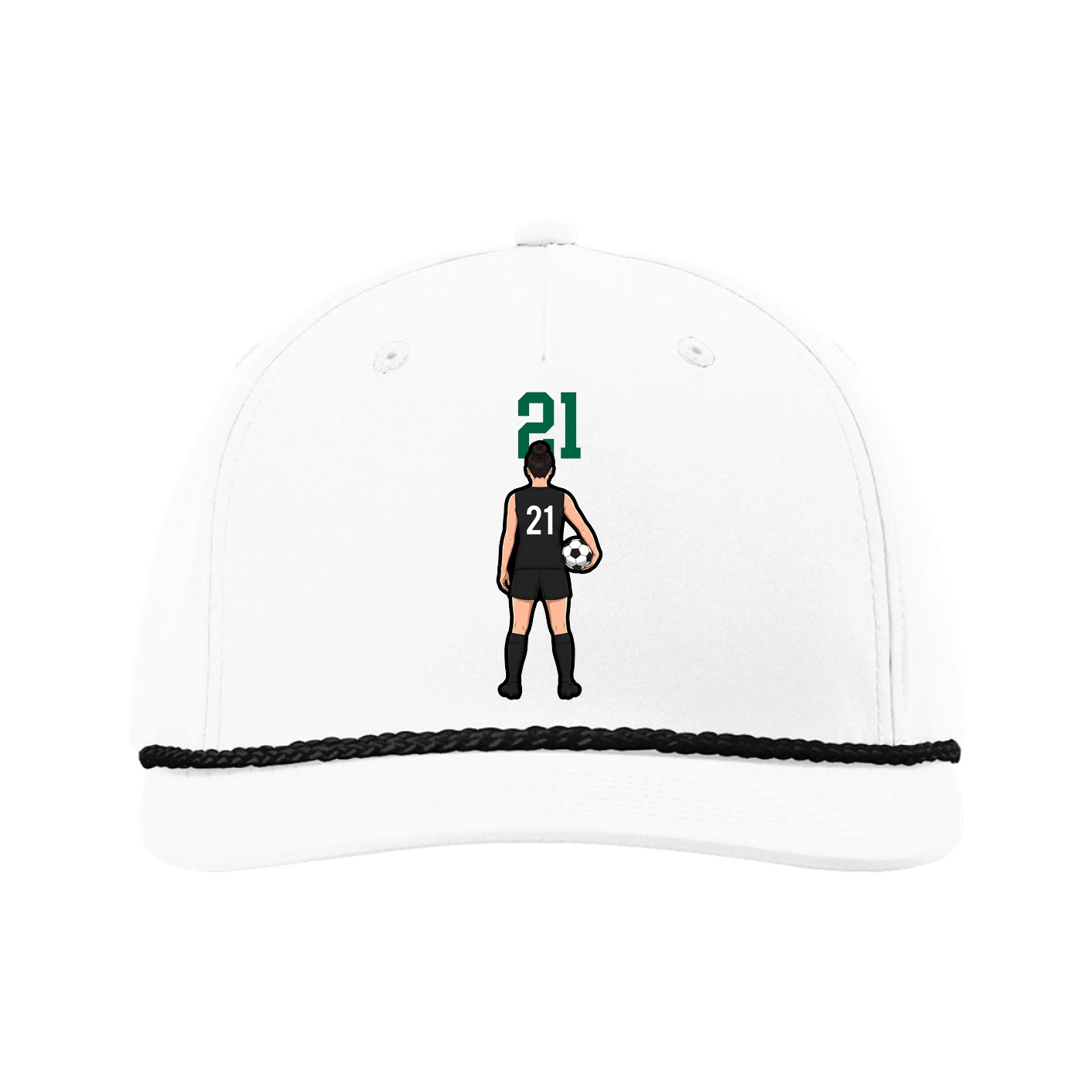 Five-Panel Classic Rope Cap — Number Top in White