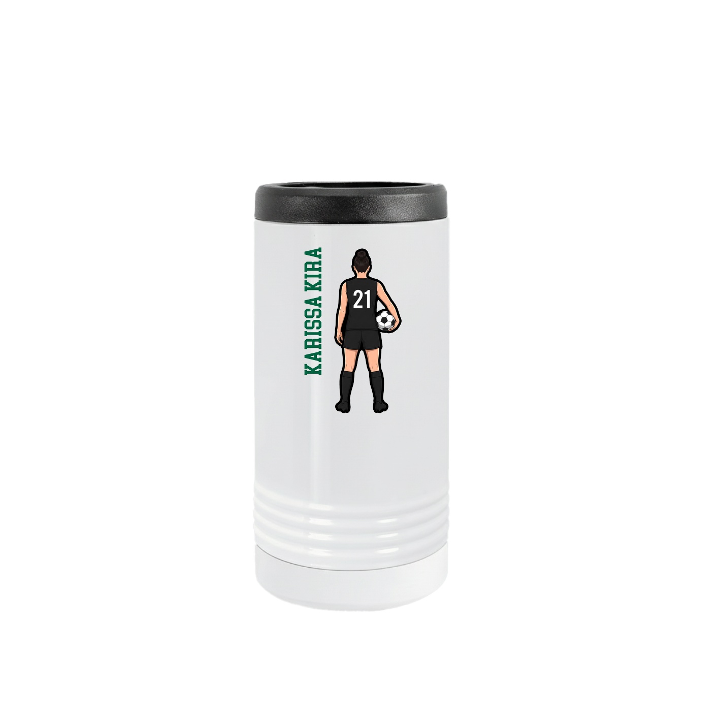 Slim Beverage Holder — Name Vertical in White