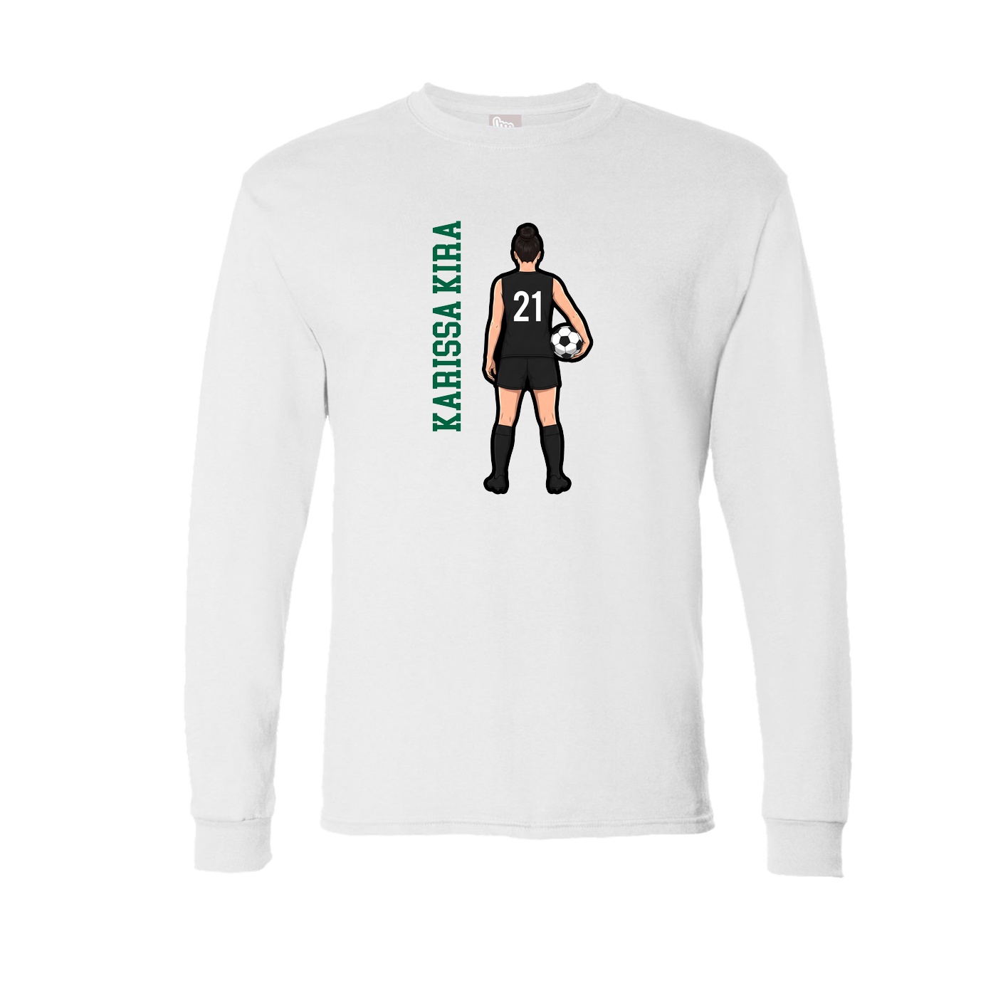 Long Sleeve Tee — Name Vertical in White