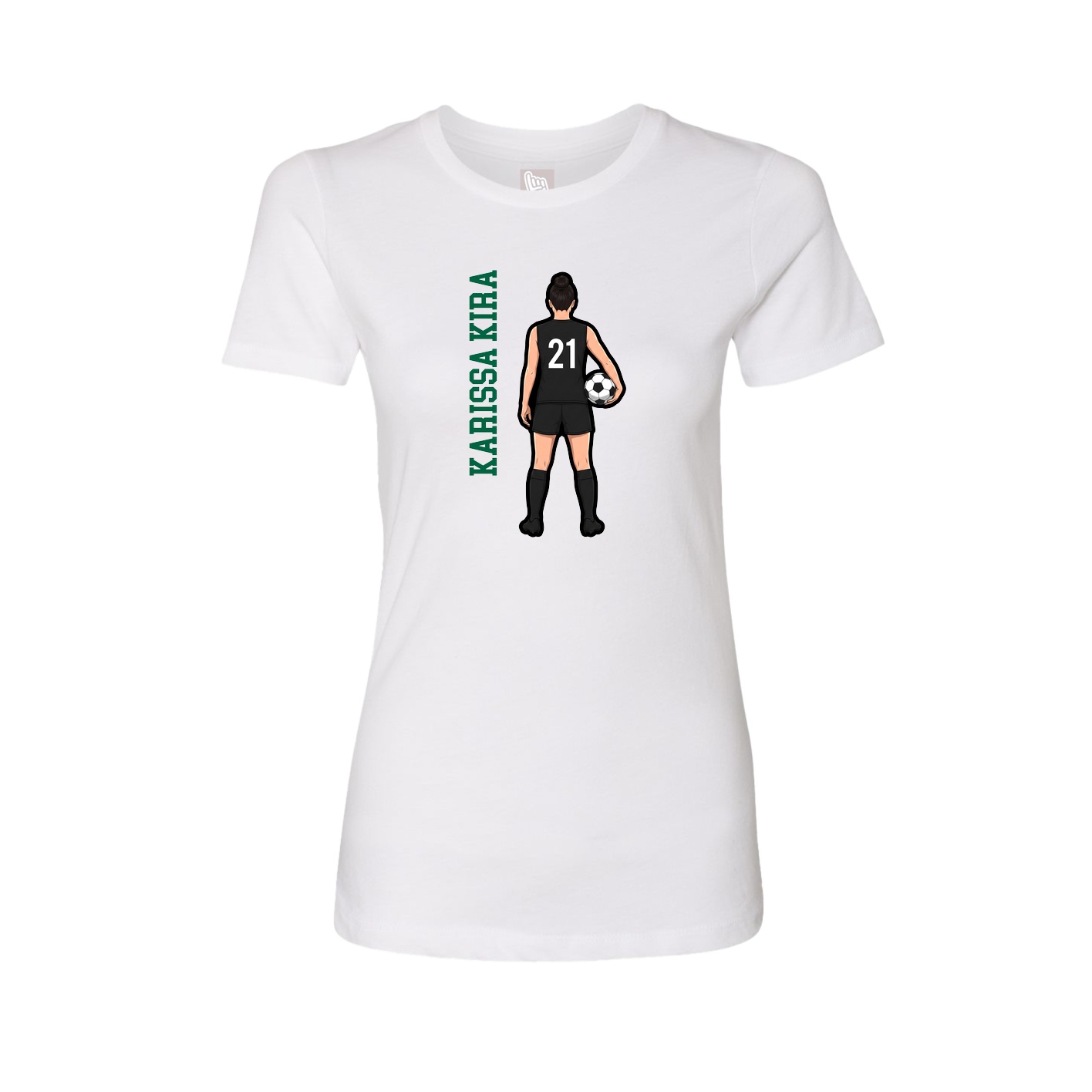 Fitted Women's Tee — Name Vertical in White