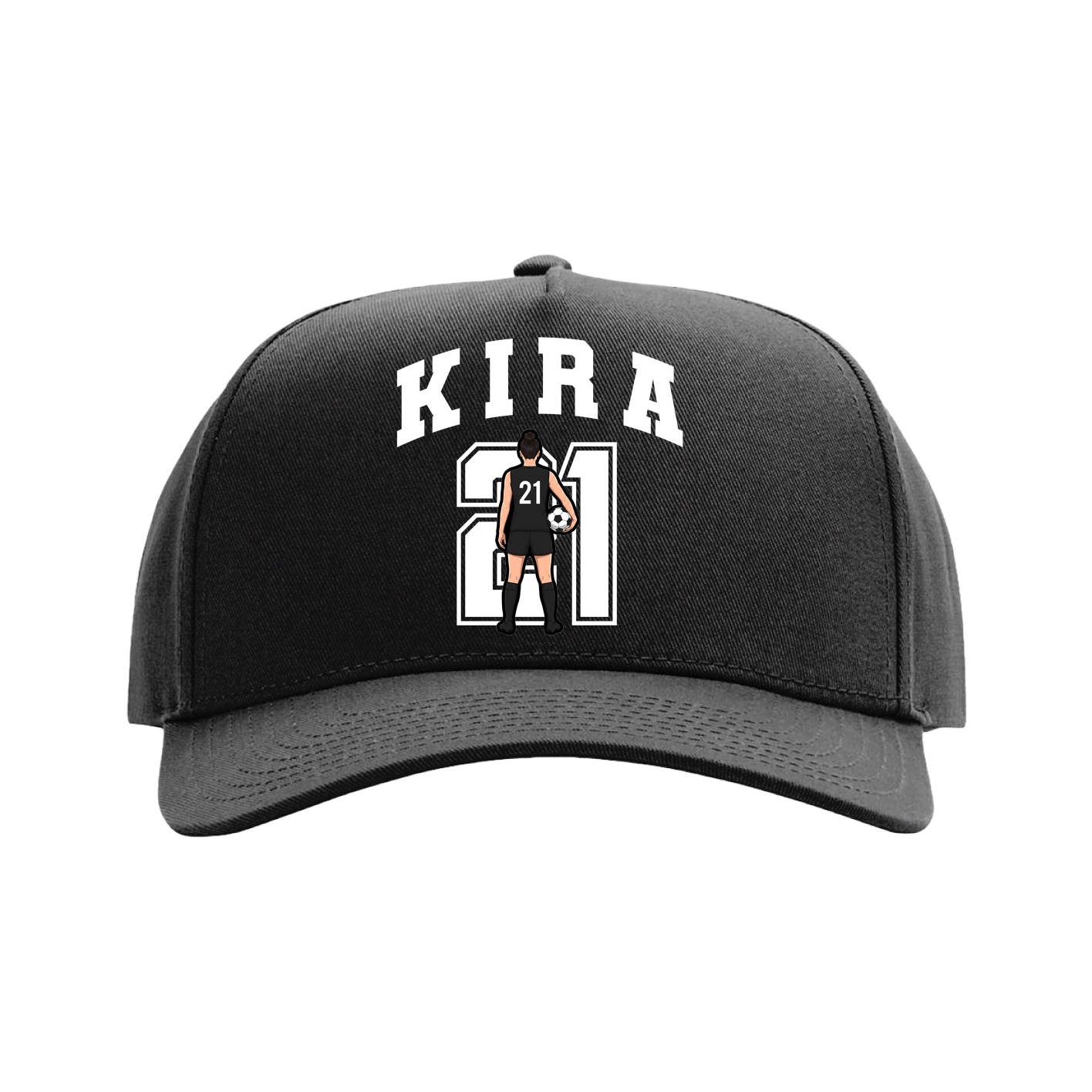 Full Fabric Five-Panel Champ Cap — Number in Black