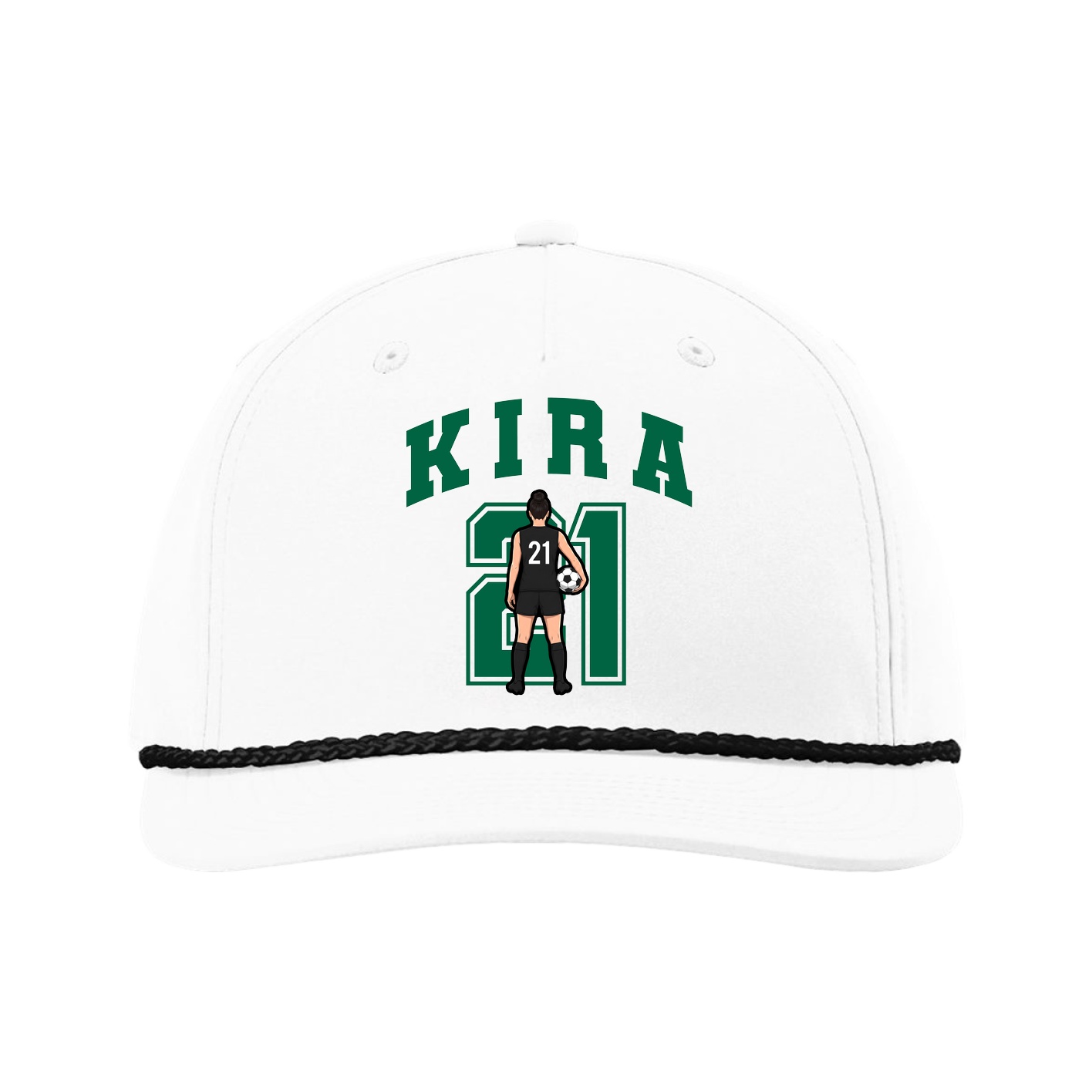 Five-Panel Classic Rope Cap — Number in White