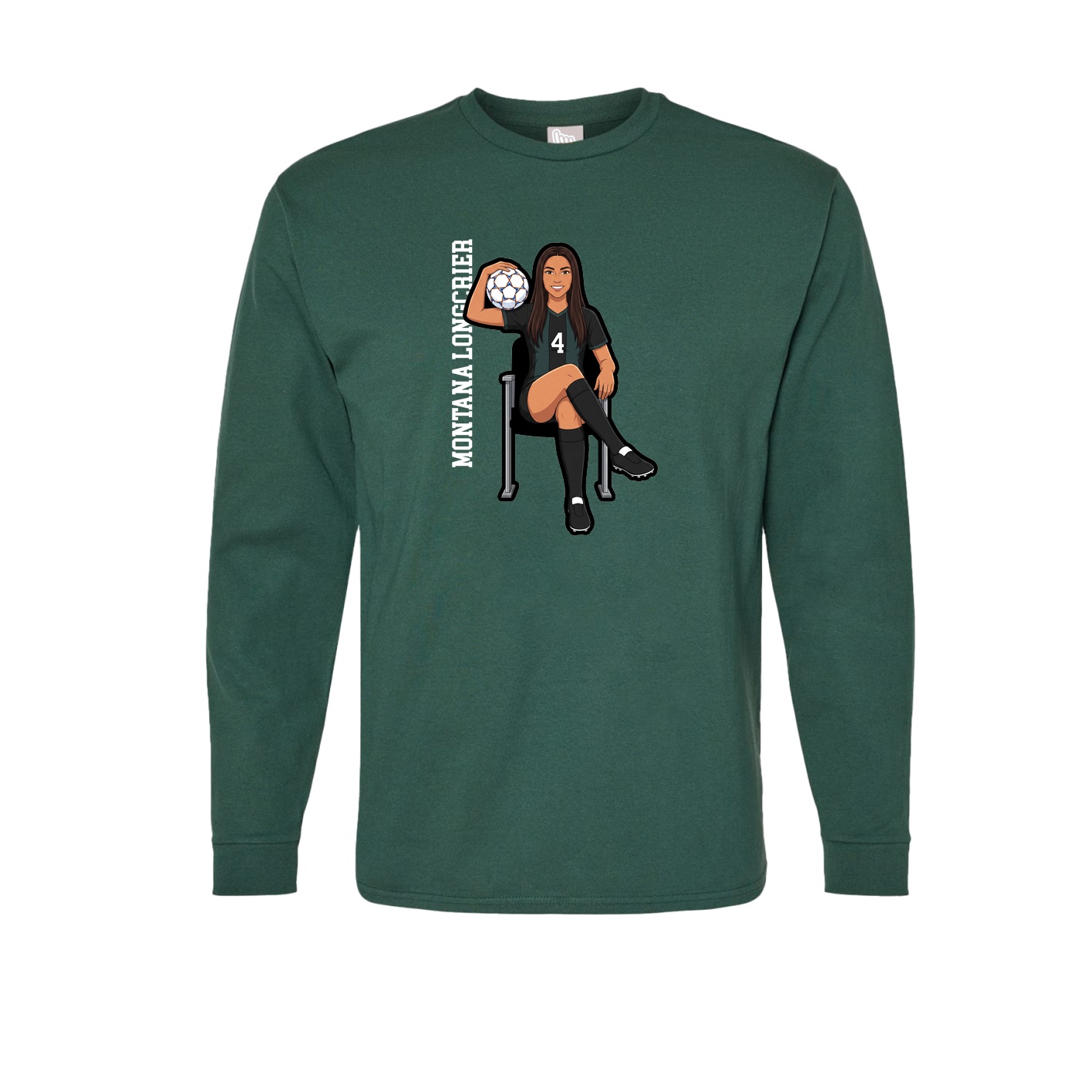 Long Sleeve Tee — Name Vertical in Green