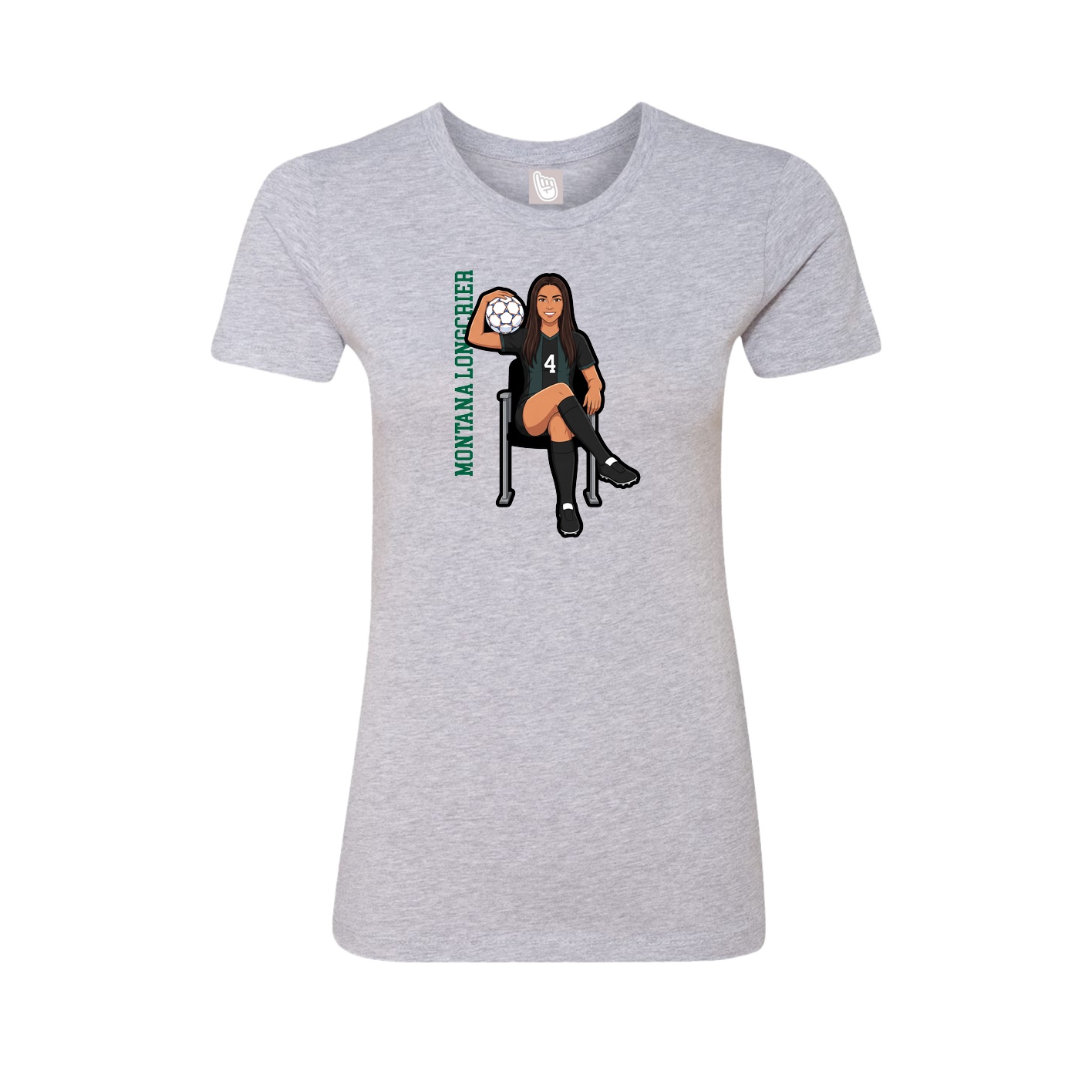 Fitted Women's Tee — Name Vertical in Grey