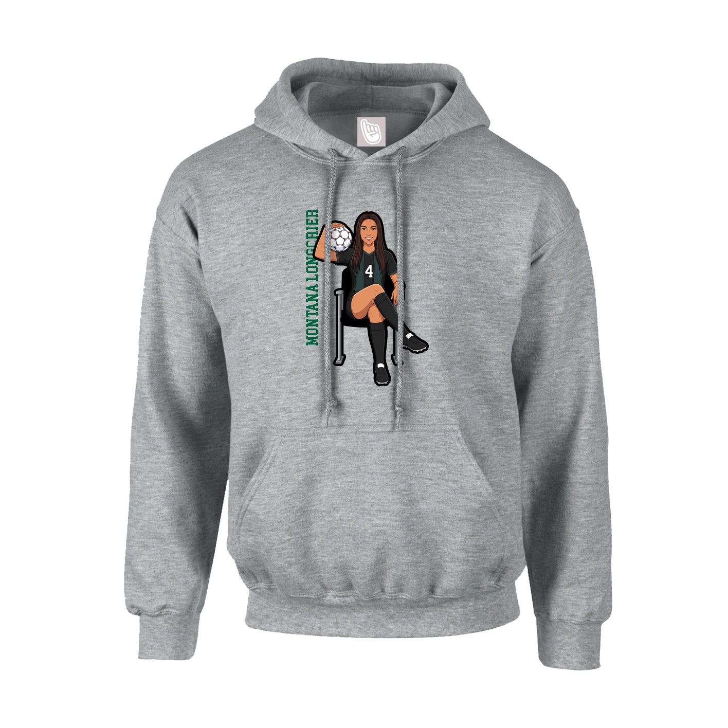 Hoodie — Name Vertical in Grey