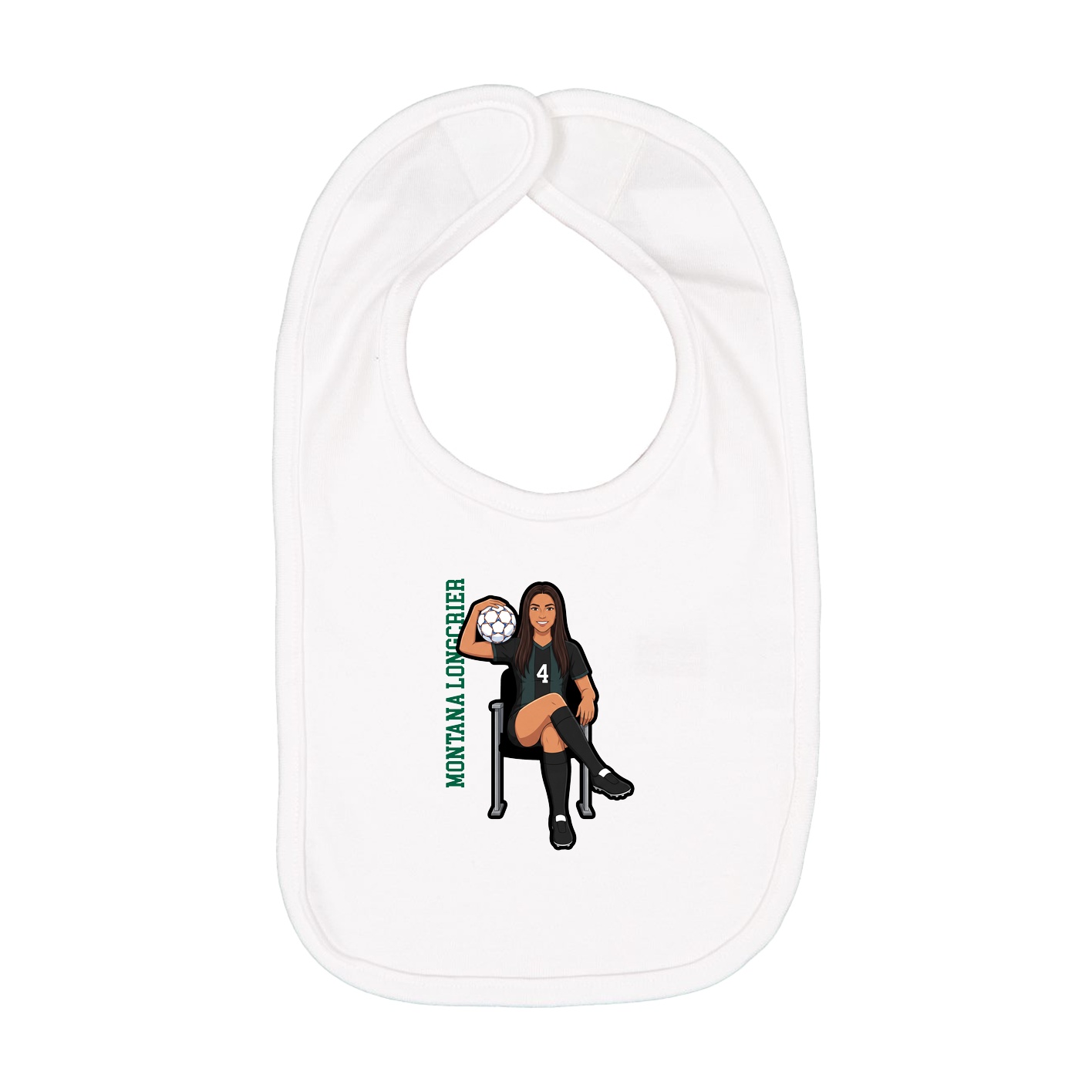Infant Bib — Name Vertical in White