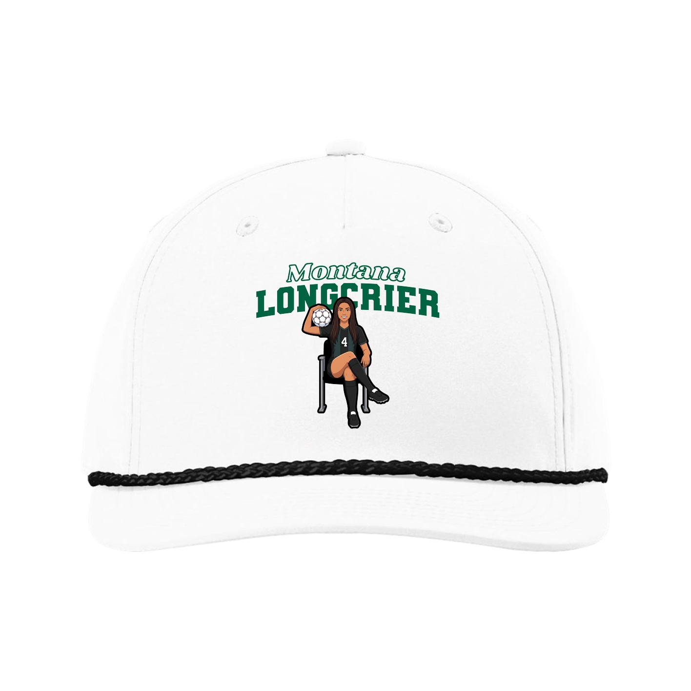 Five-Panel Classic Rope Cap — Name Arch in White