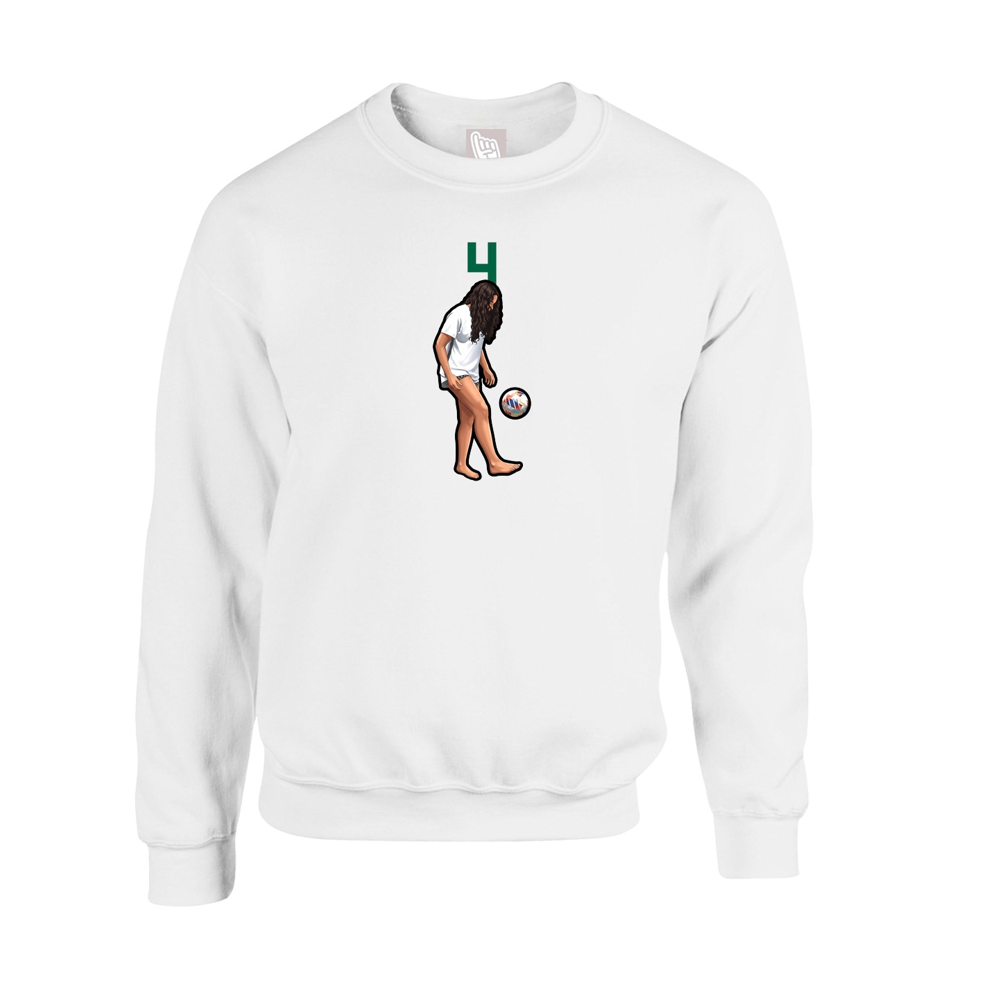 Fleece Crew — Number Top in White