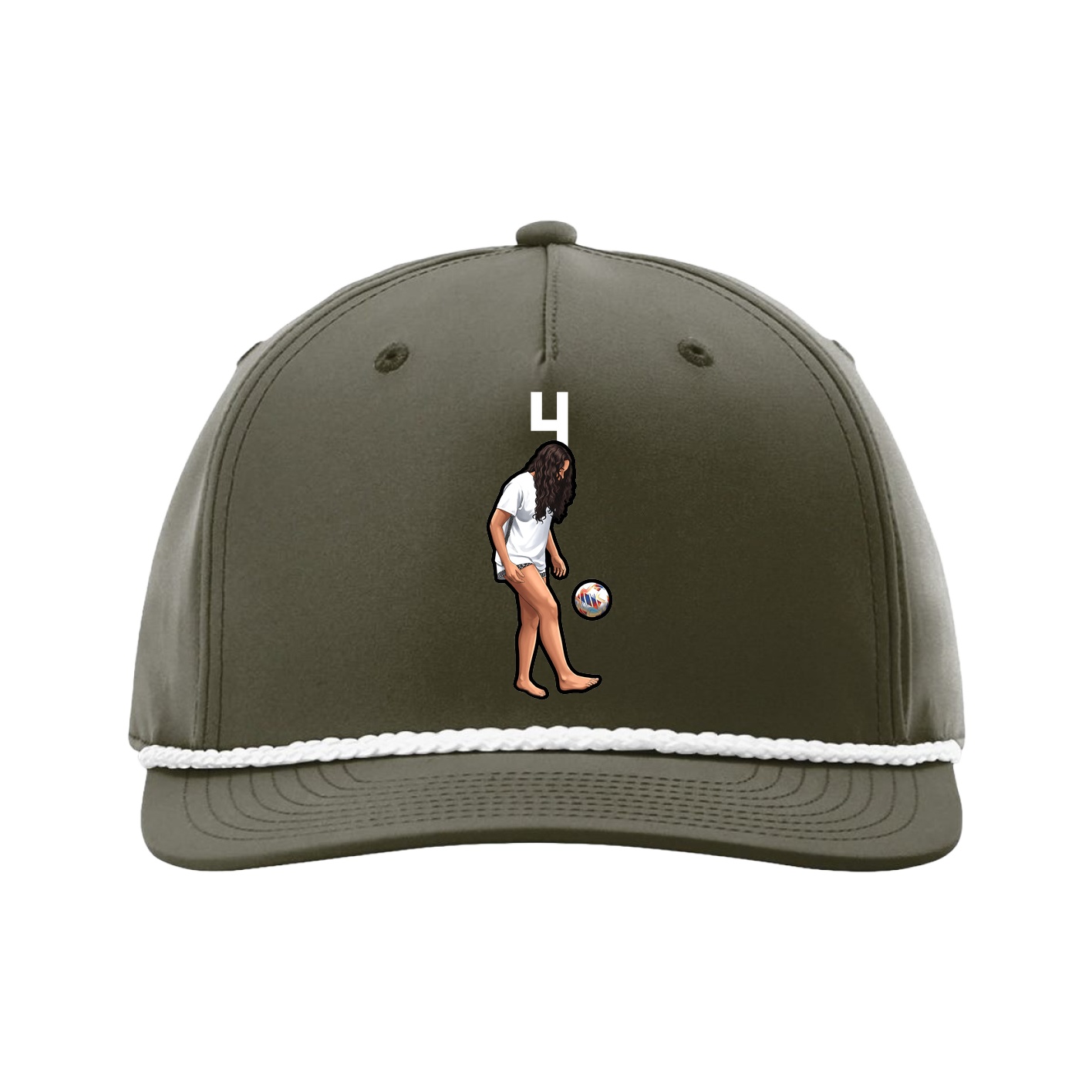 Five-Panel Classic Rope Cap — Number Top in Green