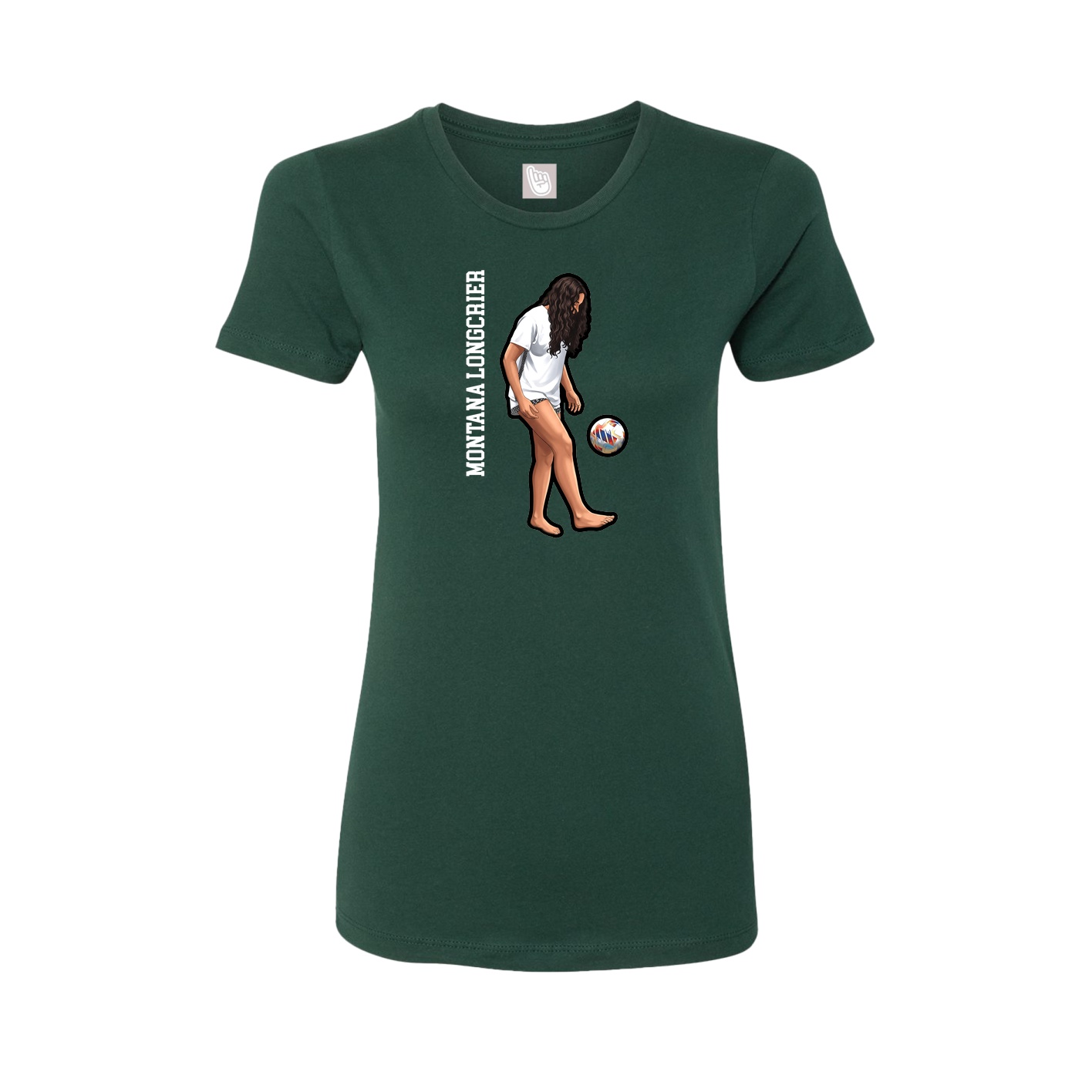 Fitted Women's Tee — Name Vertical in Green