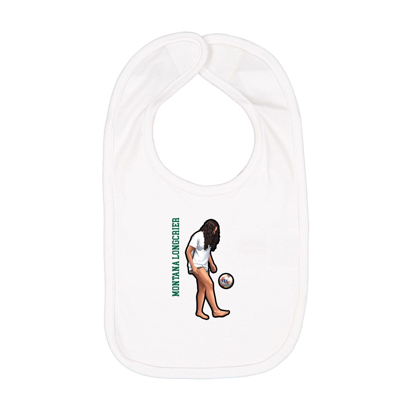 Infant Bib — Name Vertical in White