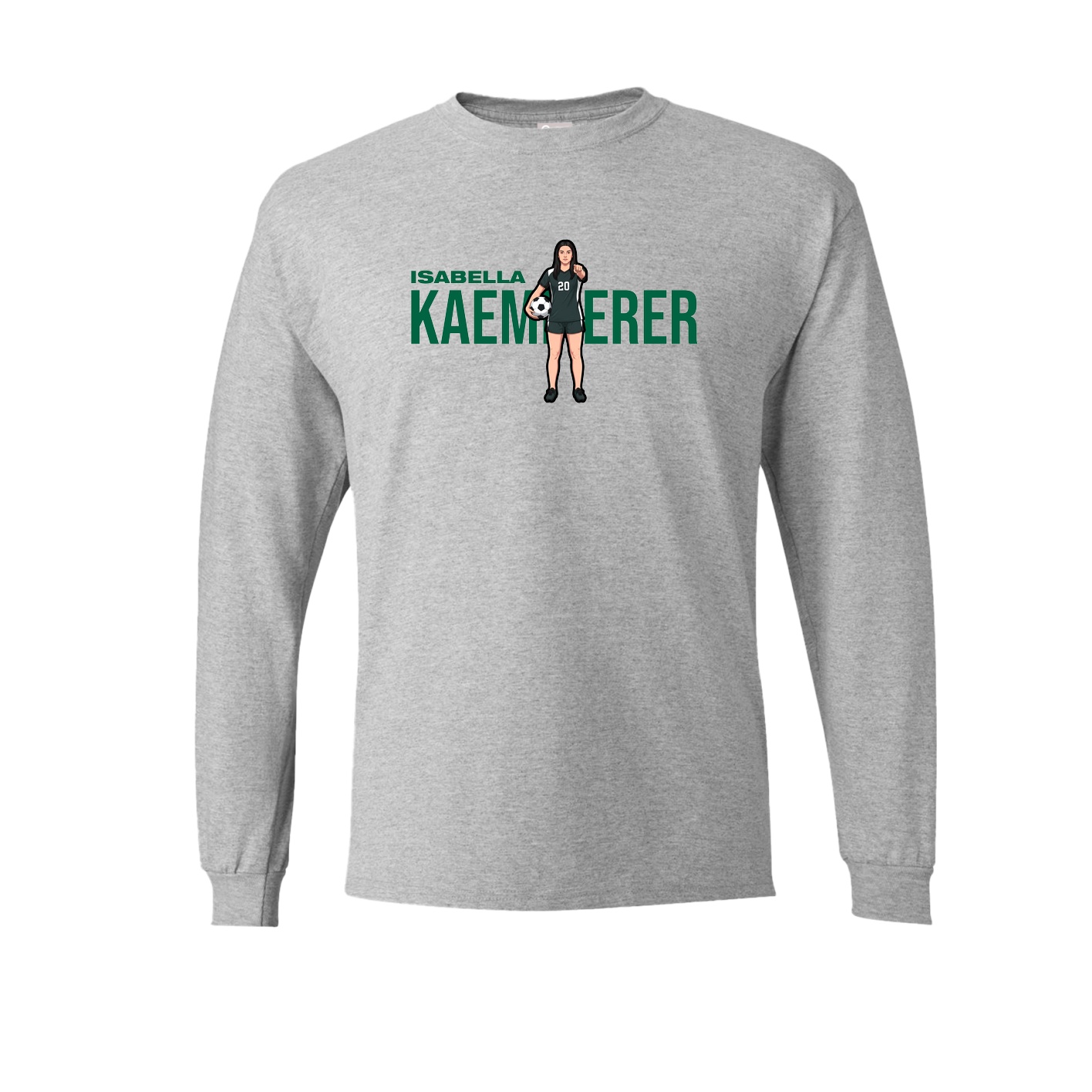Long Sleeve Tee — Player Name in Grey