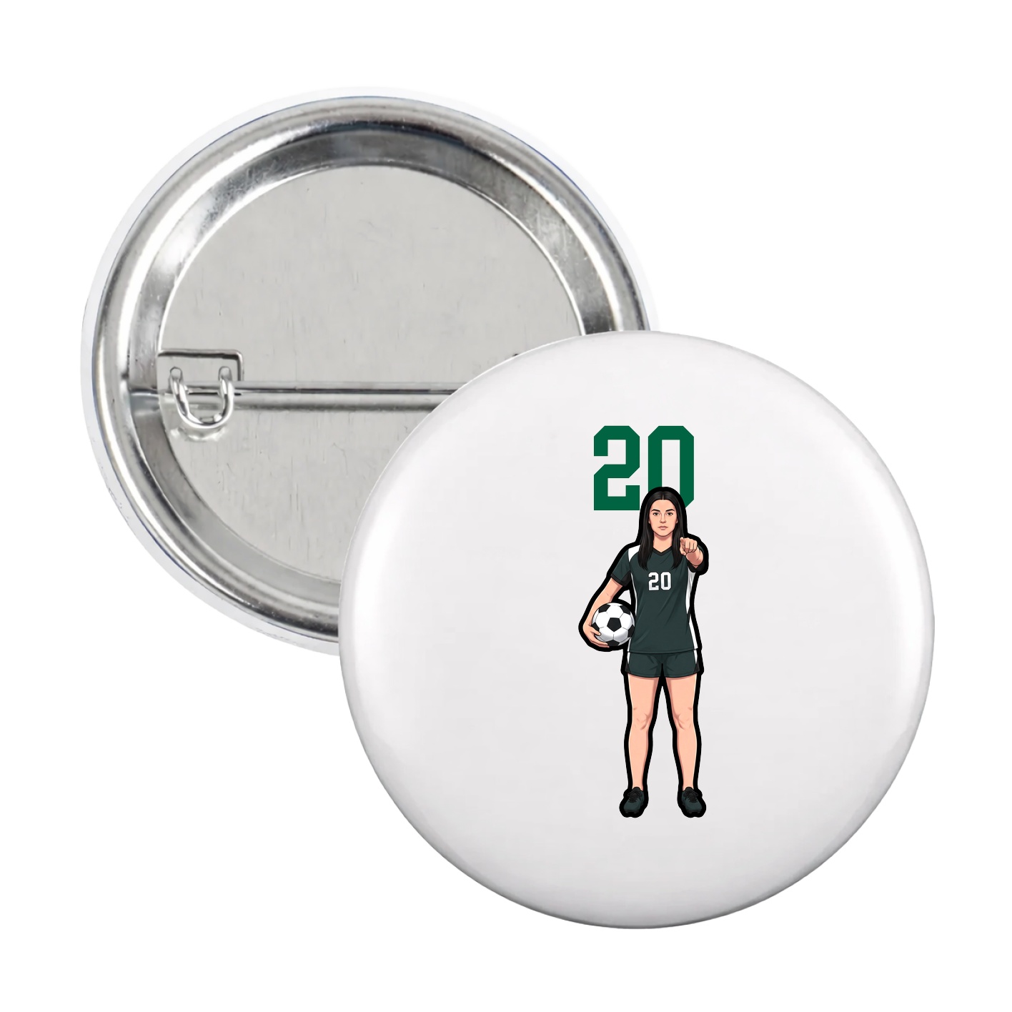 Game Day Button — Number Top in White