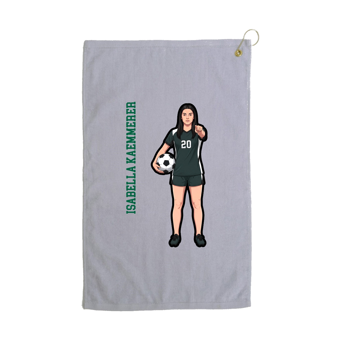 Golf Towel — Name Vertical in Grey