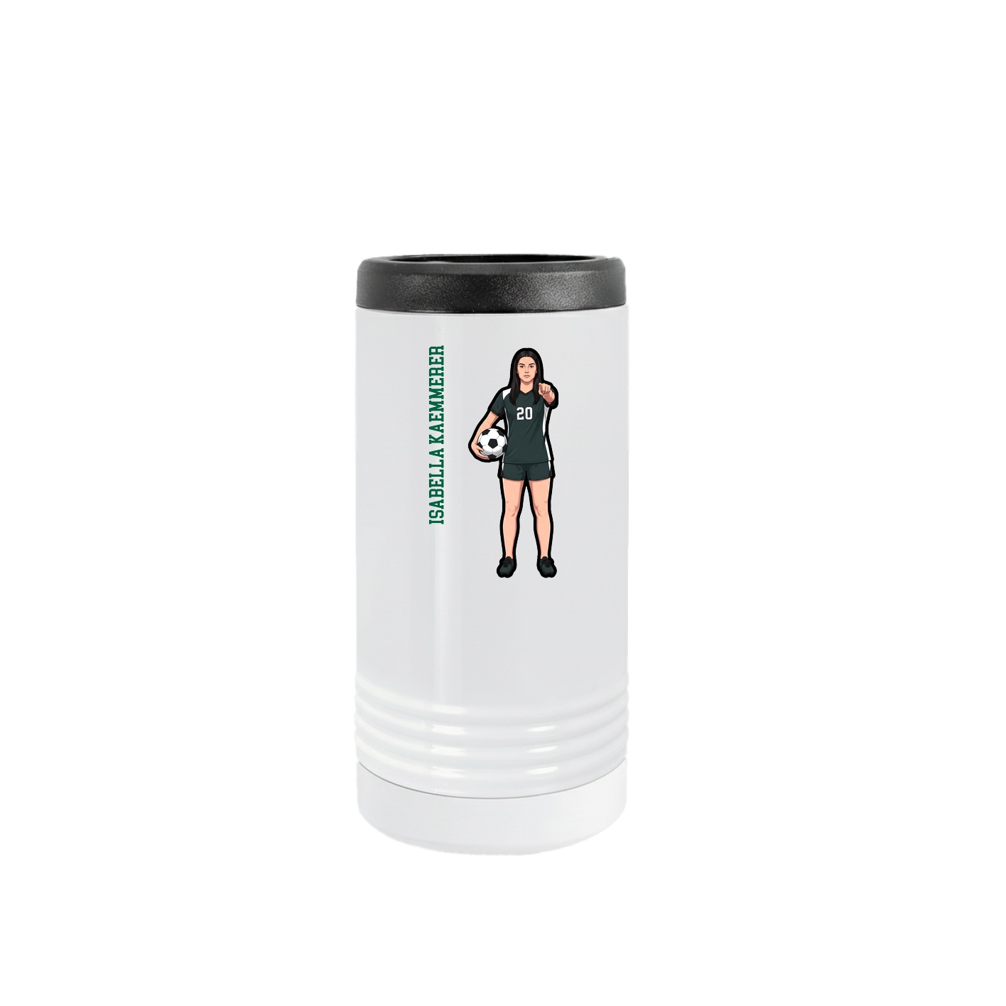 Slim Beverage Holder — Name Vertical in White