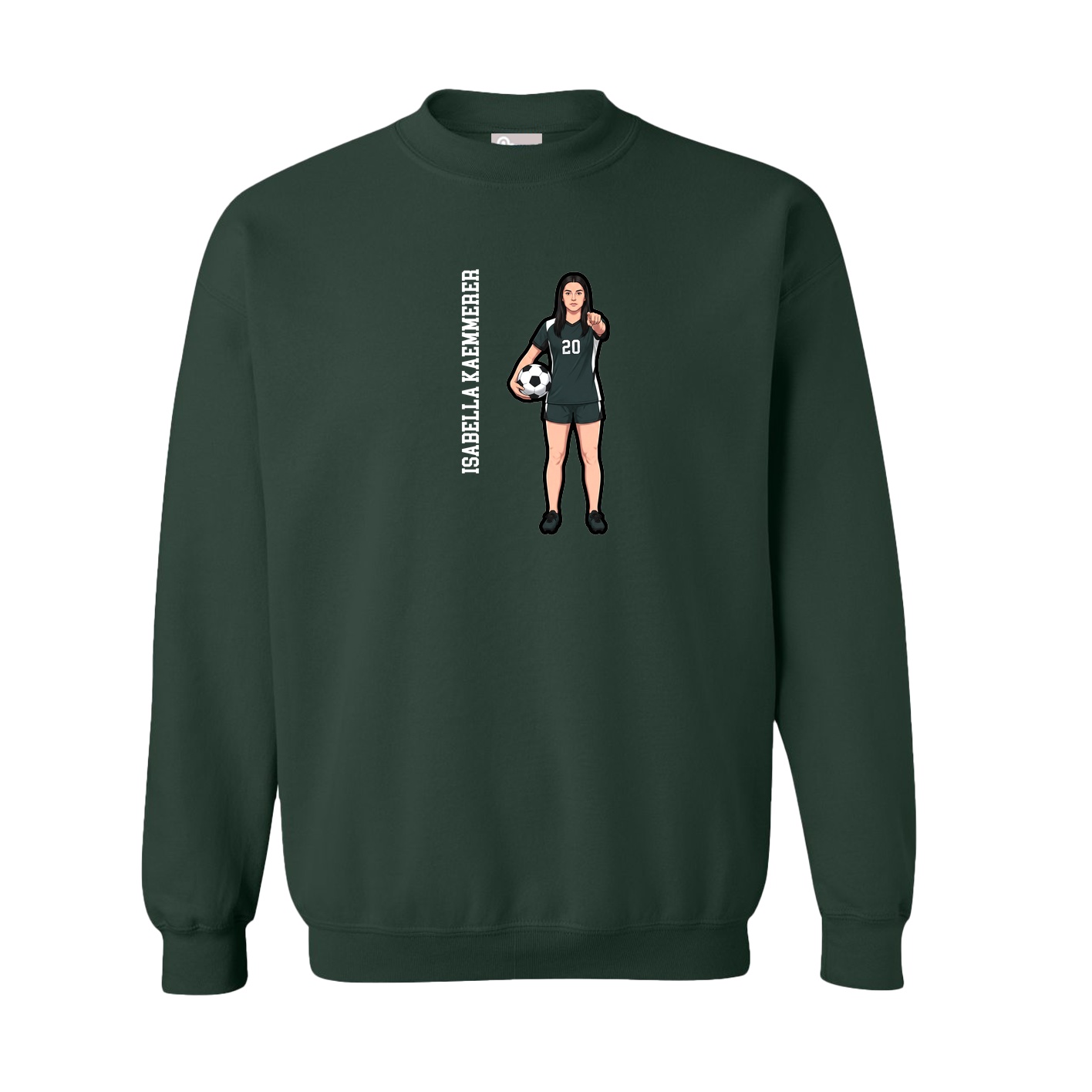 Fleece Crew — Name Vertical in Green