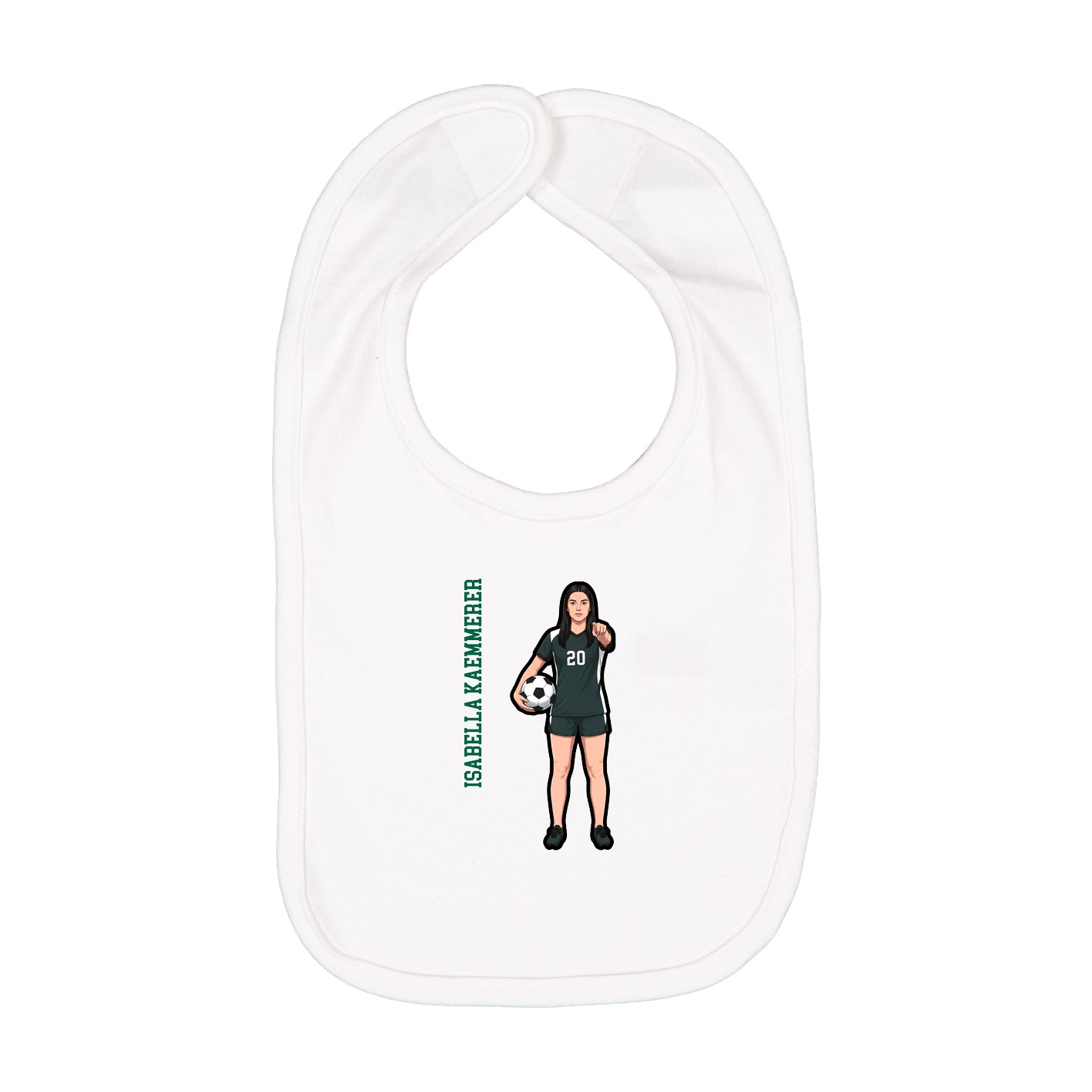 Infant Bib — Name Vertical in White