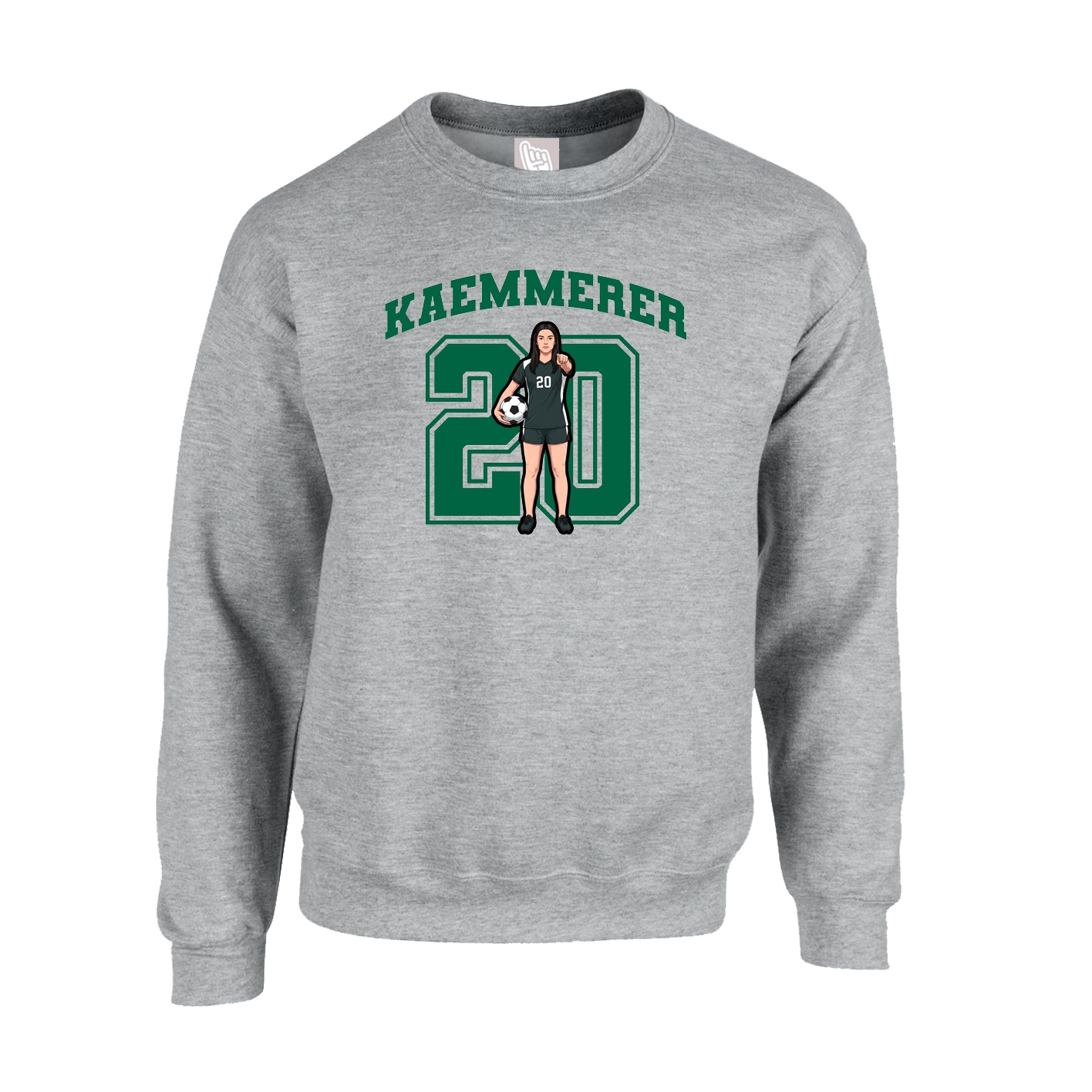 Fleece Crew — Number in Grey