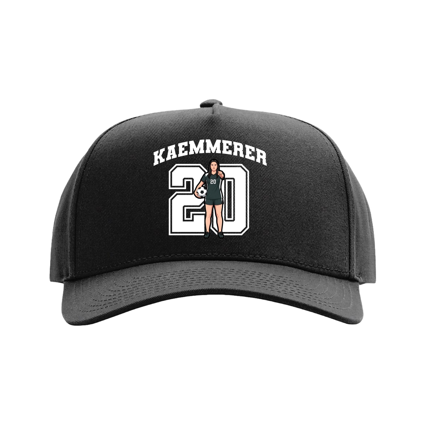 Full Fabric Five-Panel Champ Cap — Number in Black