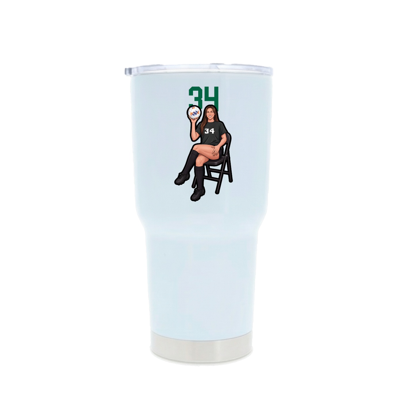30oz Stainless Steel Tumbler — Number Top in White
