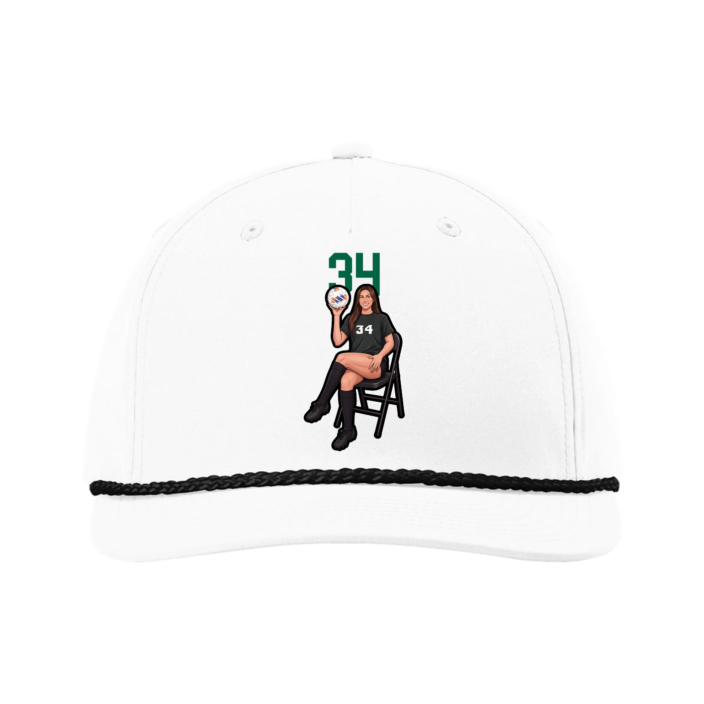 Five-Panel Classic Rope Cap — Number Top in White