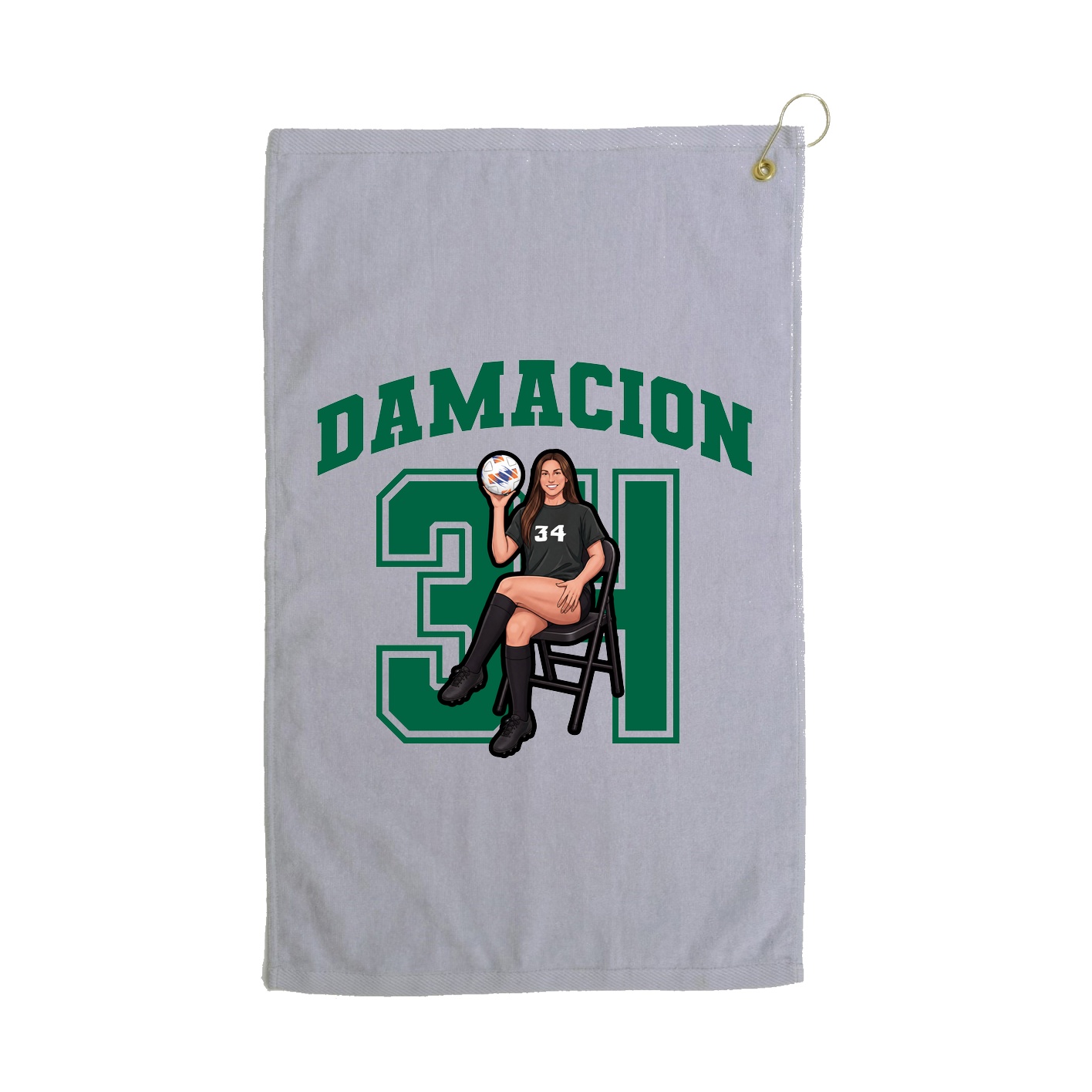 Golf Towel — Number in Grey
