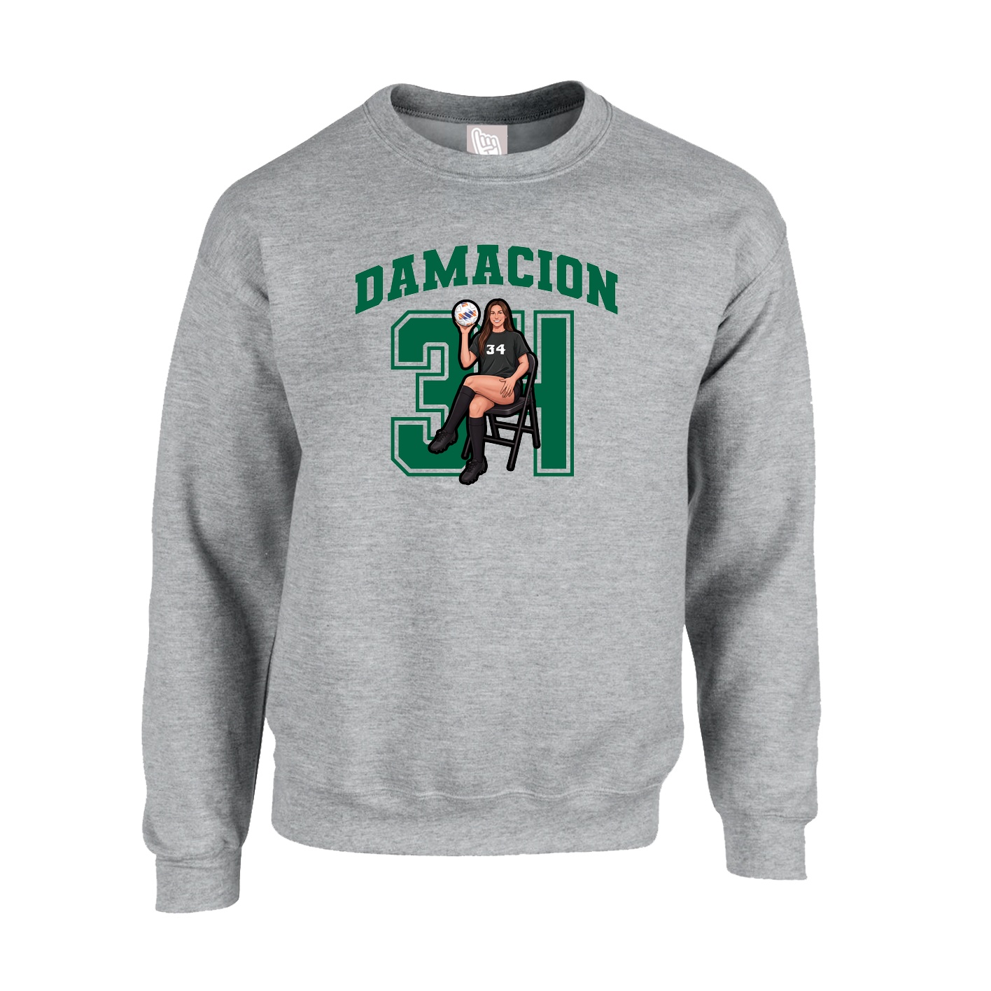 Fleece Crew — Number in Grey