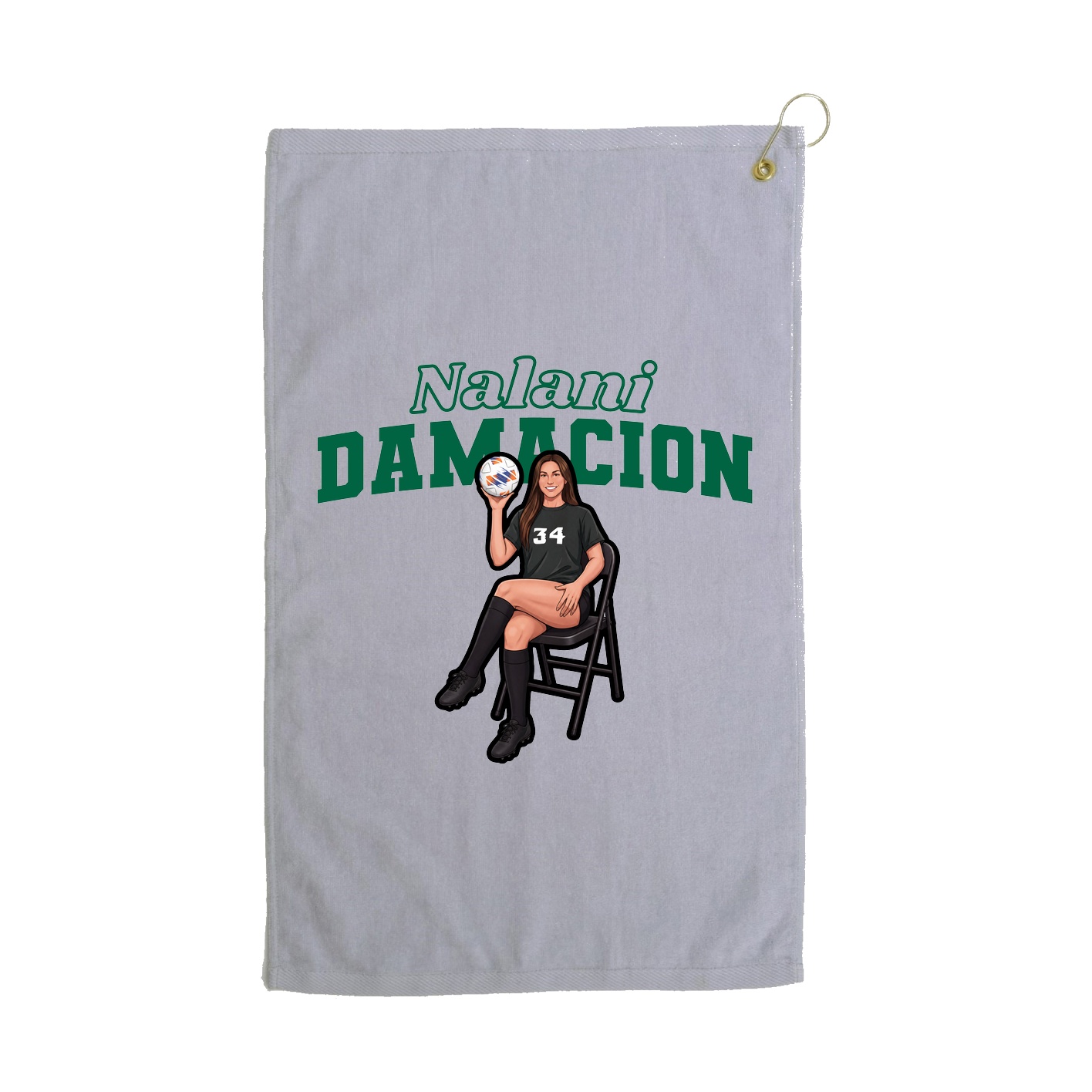 Golf Towel — Name Arch in Grey