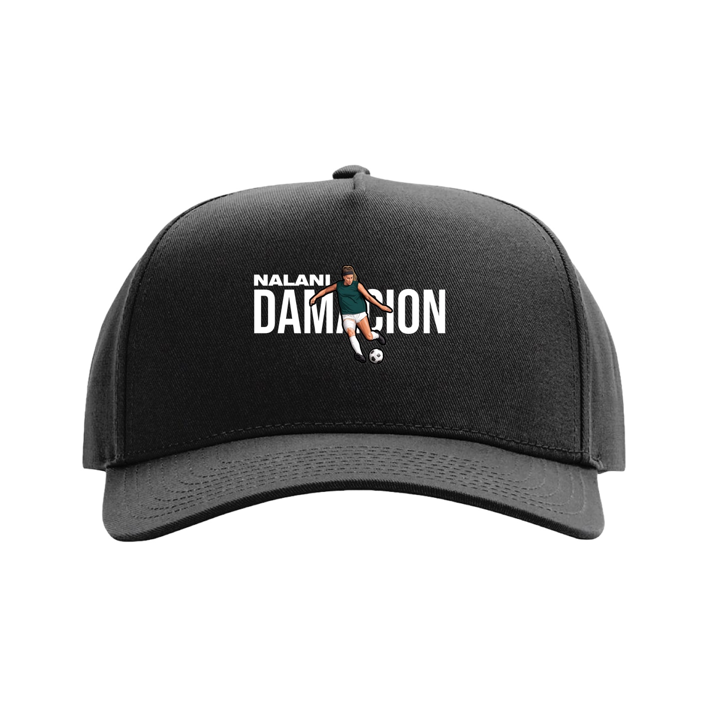 Full Fabric Five-Panel Champ Cap — Player Name in Black