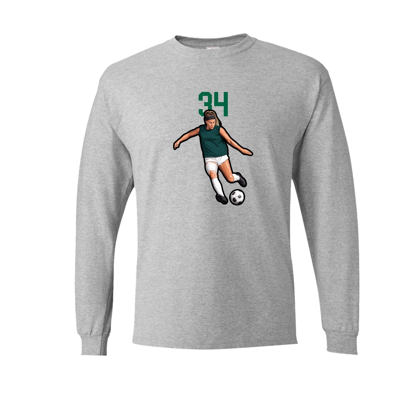 Long Sleeve Tee — Number Top in Grey
