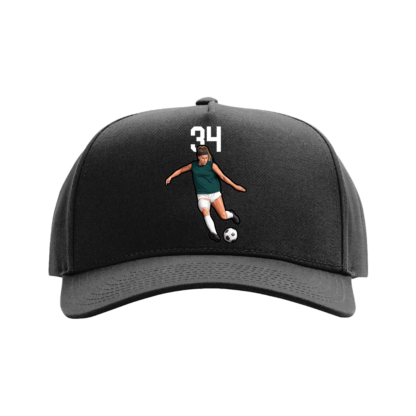 Full Fabric Five-Panel Champ Cap — Number Top in Black