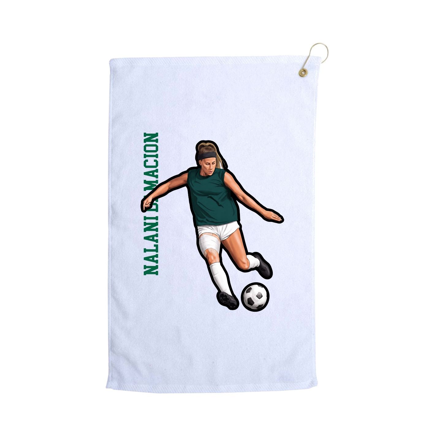Golf Towel — Name Vertical in White