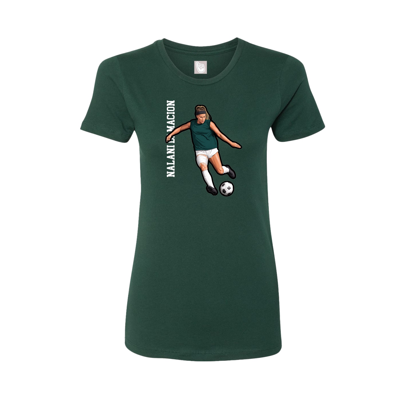 Fitted Women's Tee — Name Vertical in Green