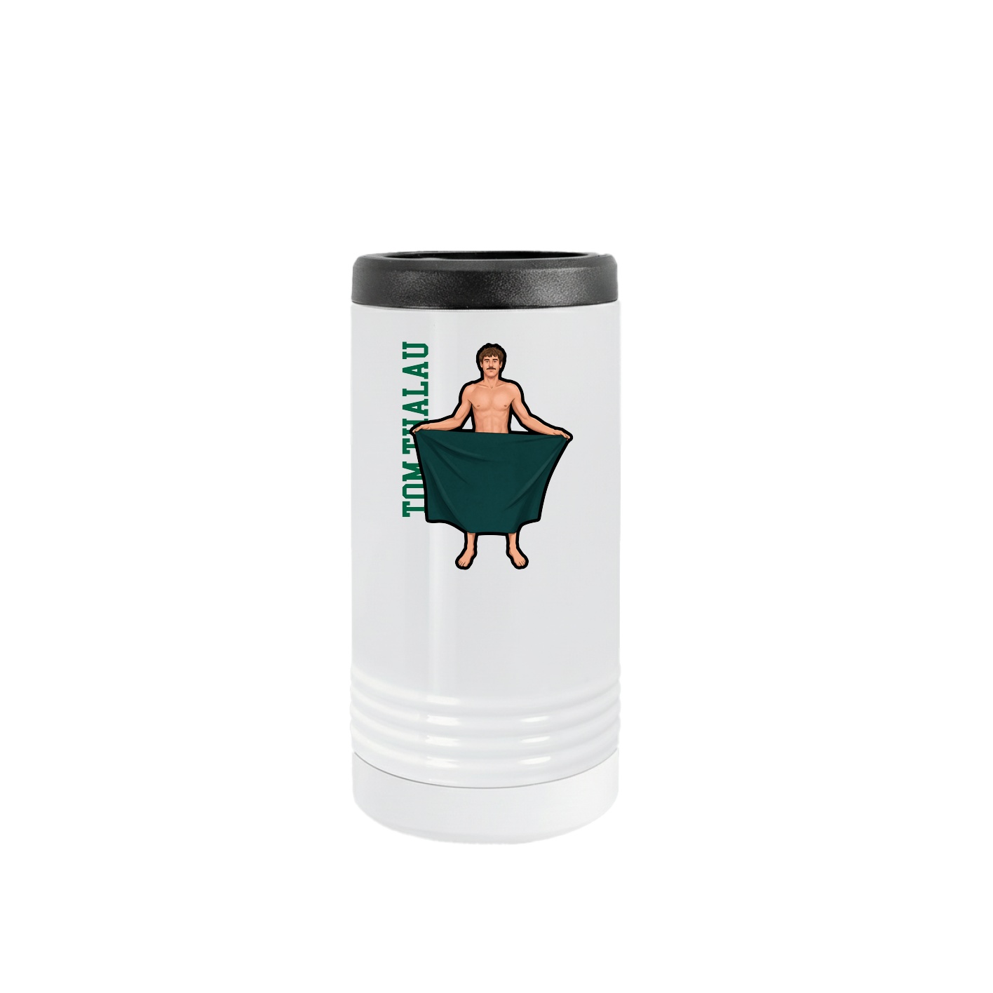 Slim Beverage Holder — Name Vertical in White