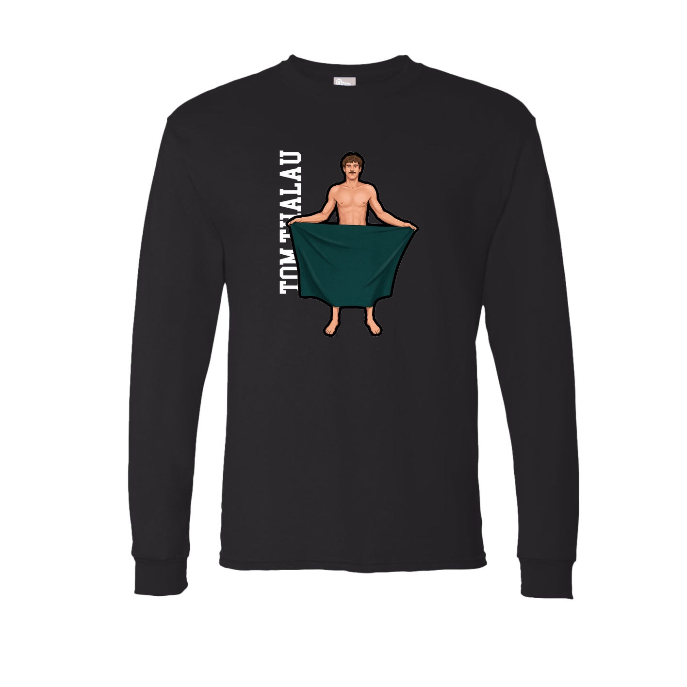 Long Sleeve Tee — Name Vertical in Black