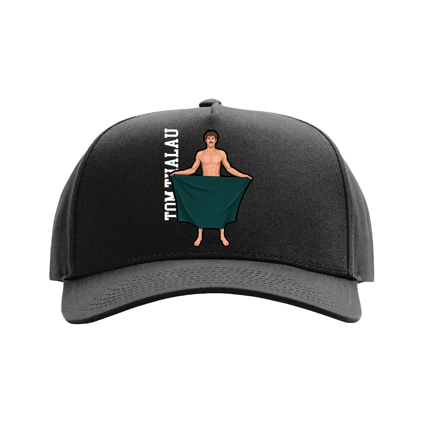 Full Fabric Five-Panel Champ Cap — Name Vertical in Black