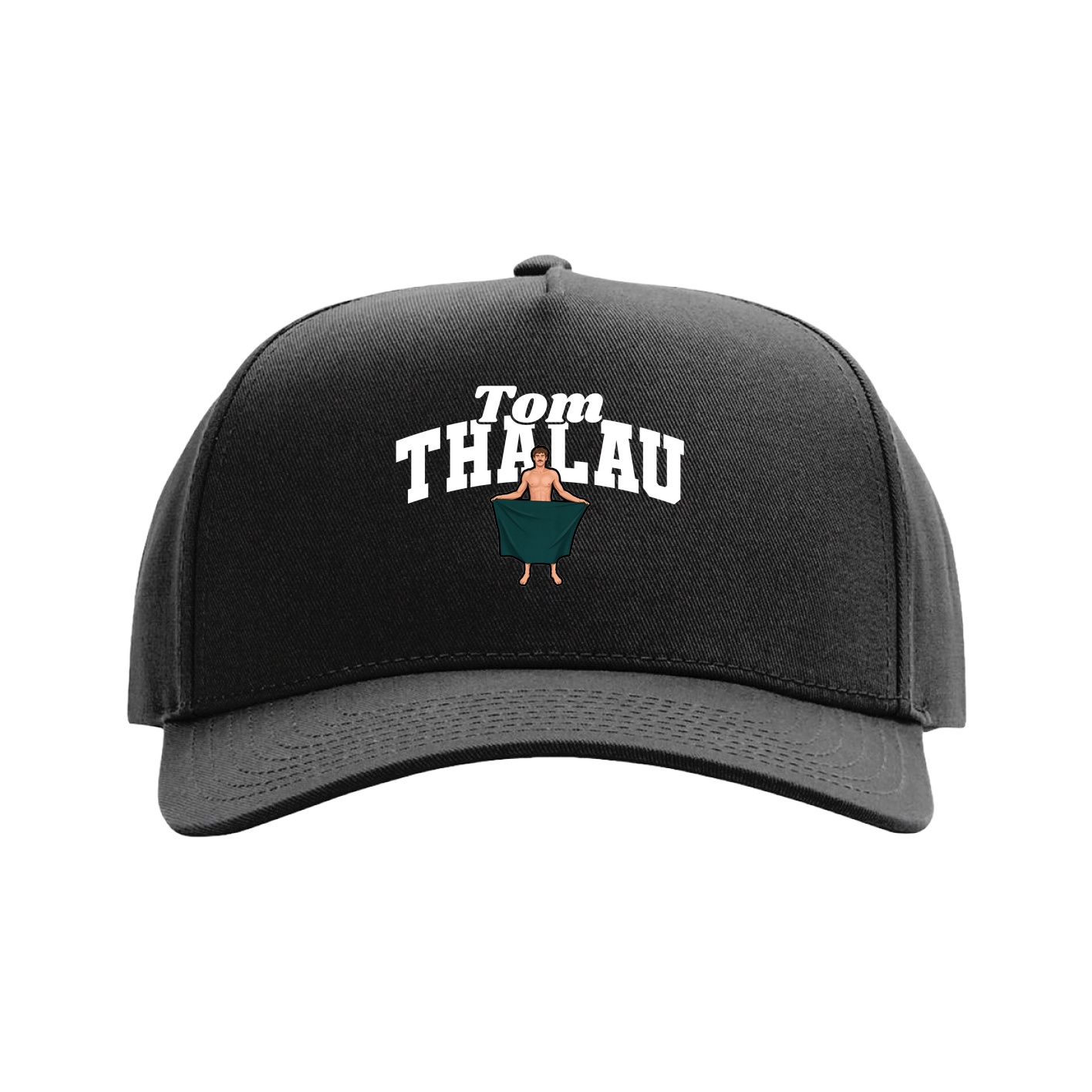 Full Fabric Five-Panel Champ Cap — Signature Arch in Black