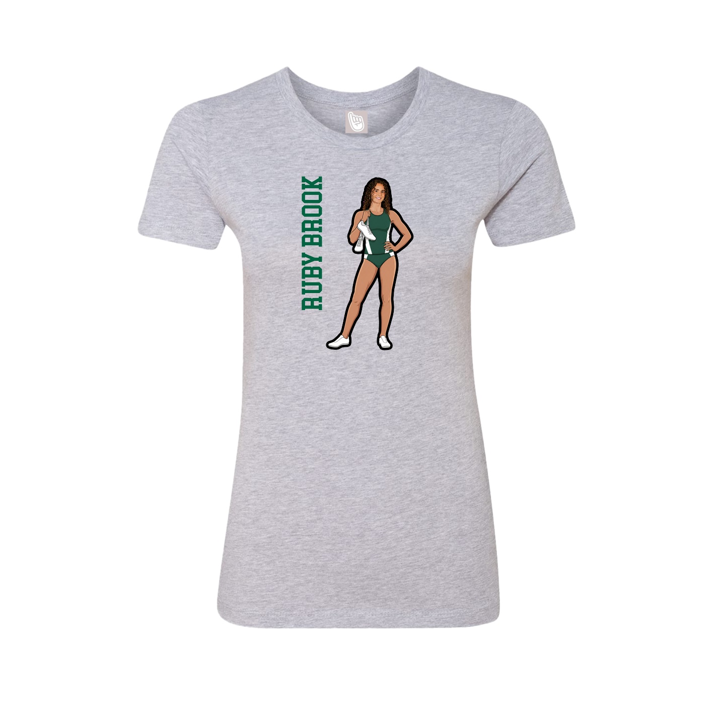 Fitted Women's Tee — Name Vertical in Grey