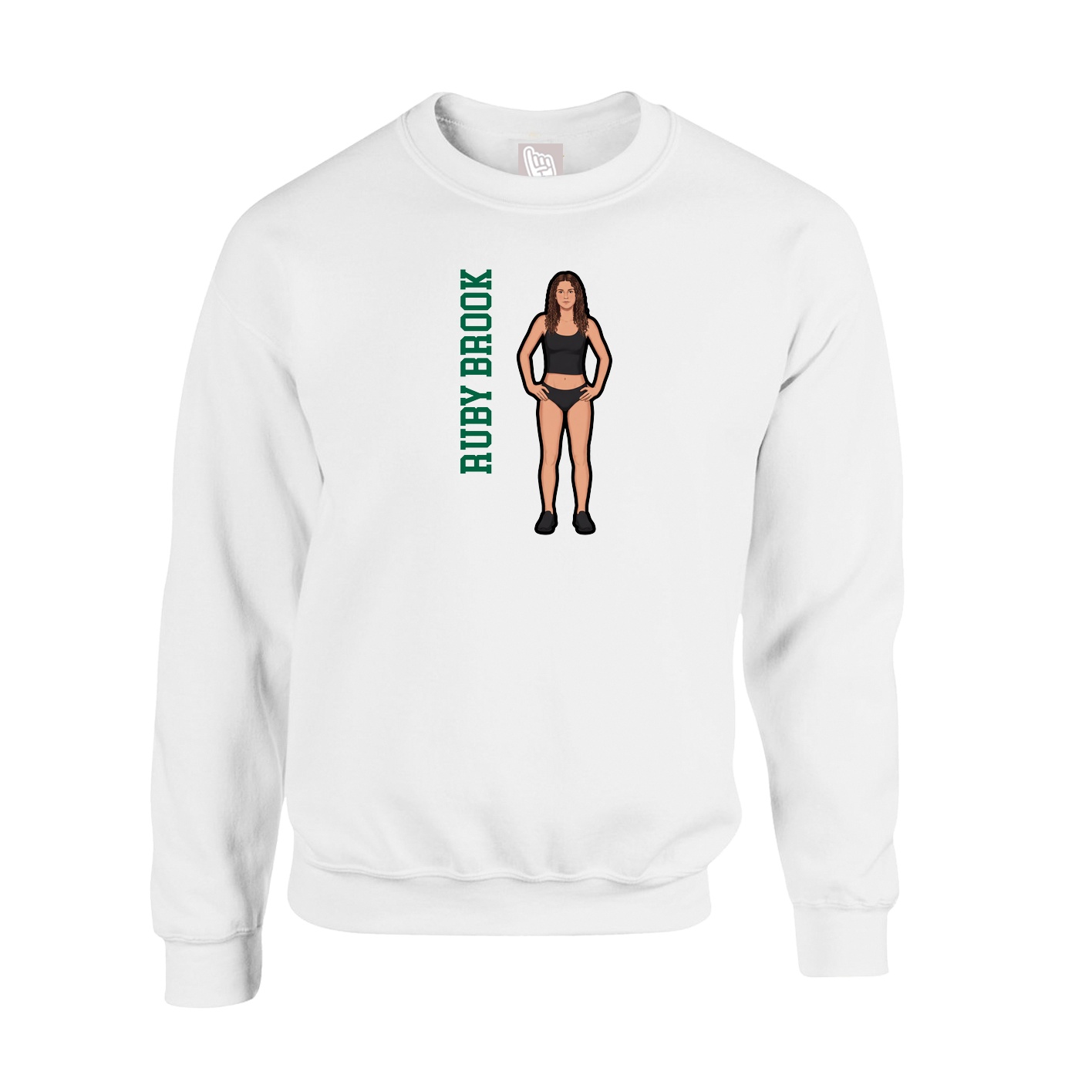 Fleece Crew — Name Vertical in White