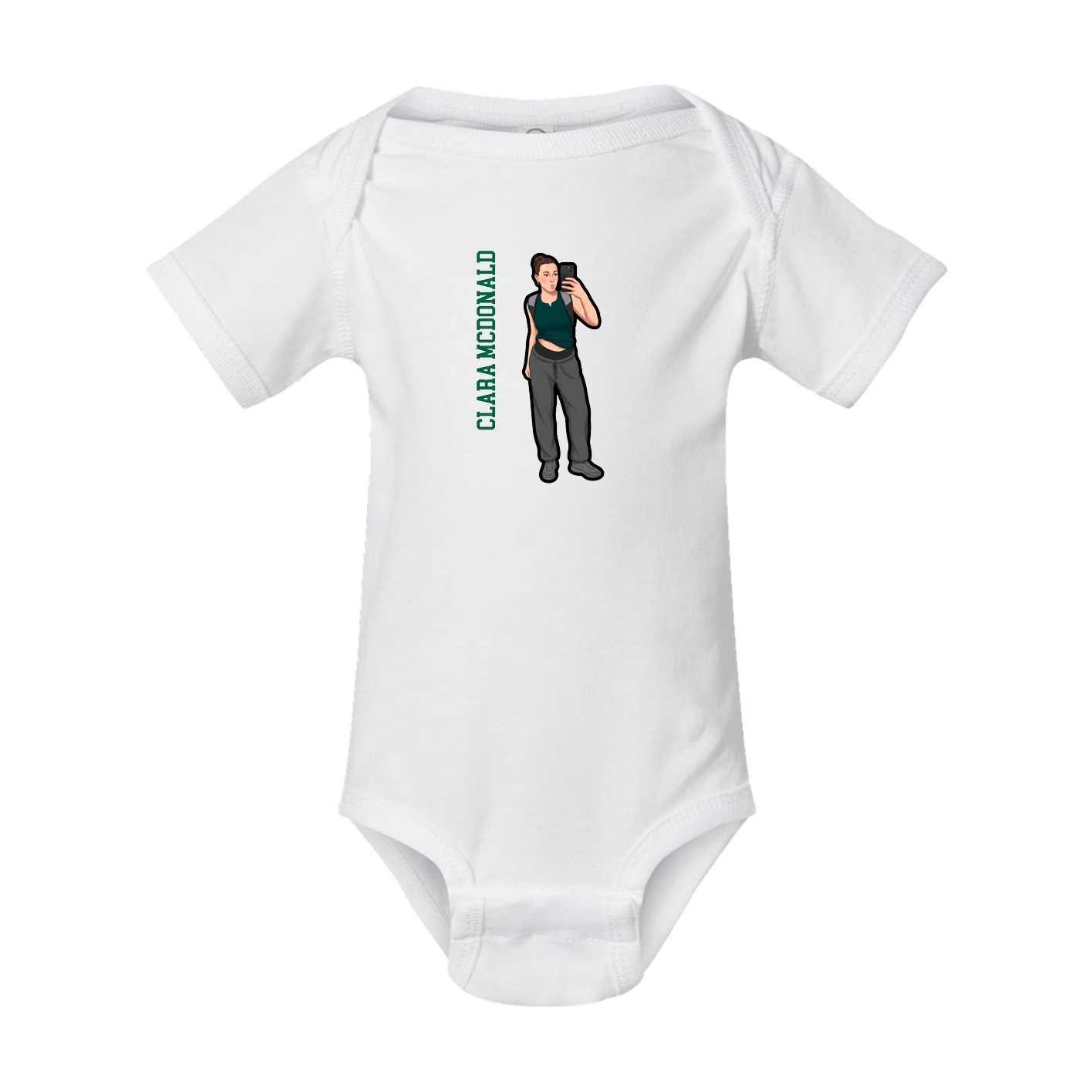 Baby Onesie — Name Vertical in White