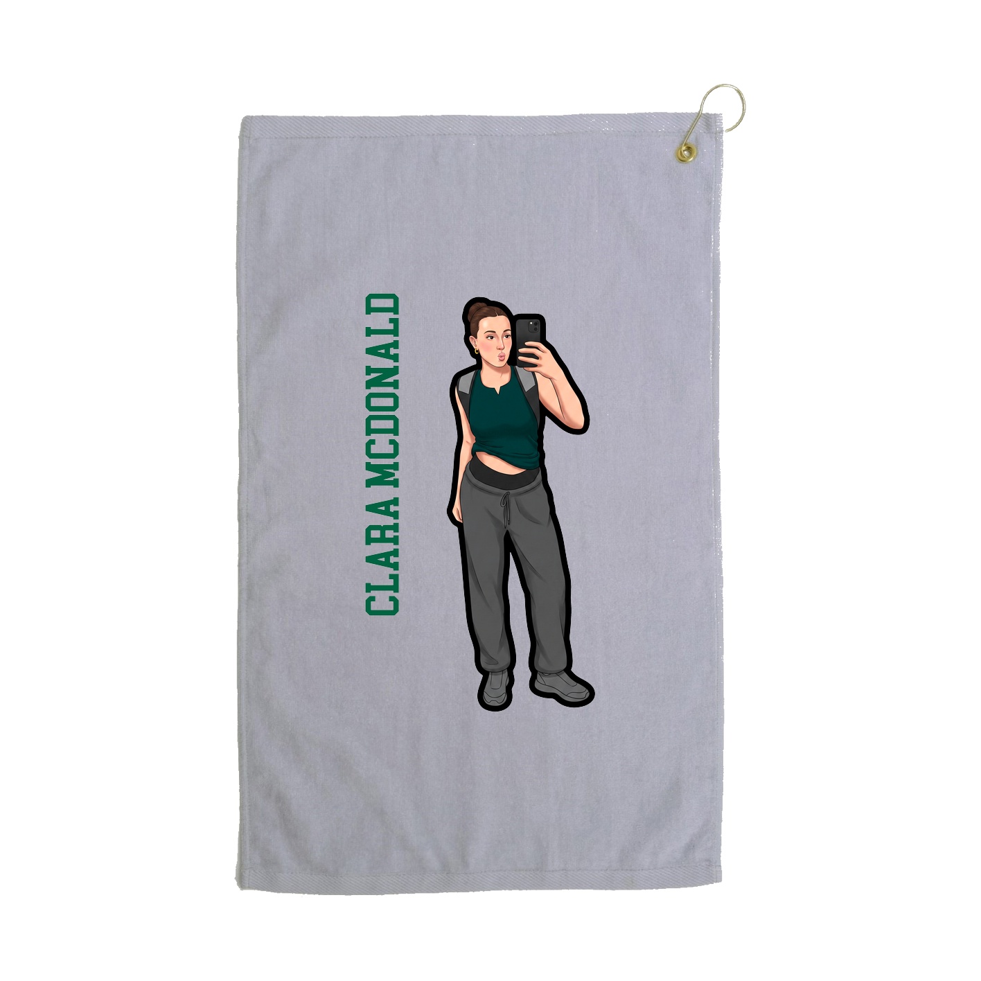 Golf Towel — Name Vertical in Grey
