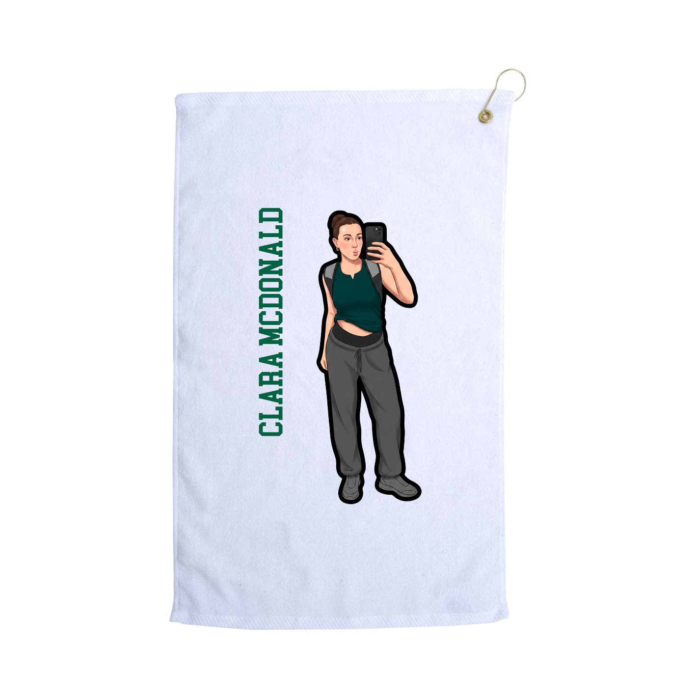 Golf Towel — Name Vertical in White