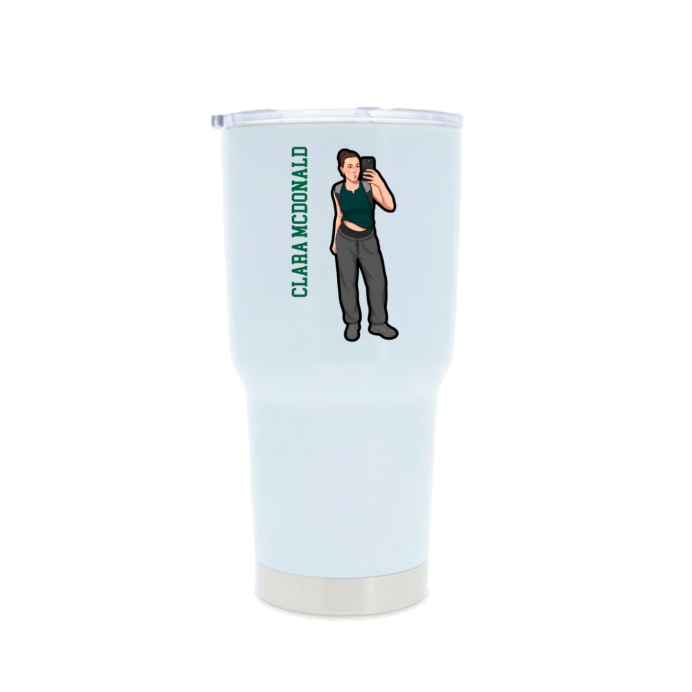 30oz Stainless Steel Tumbler — Name Vertical in White