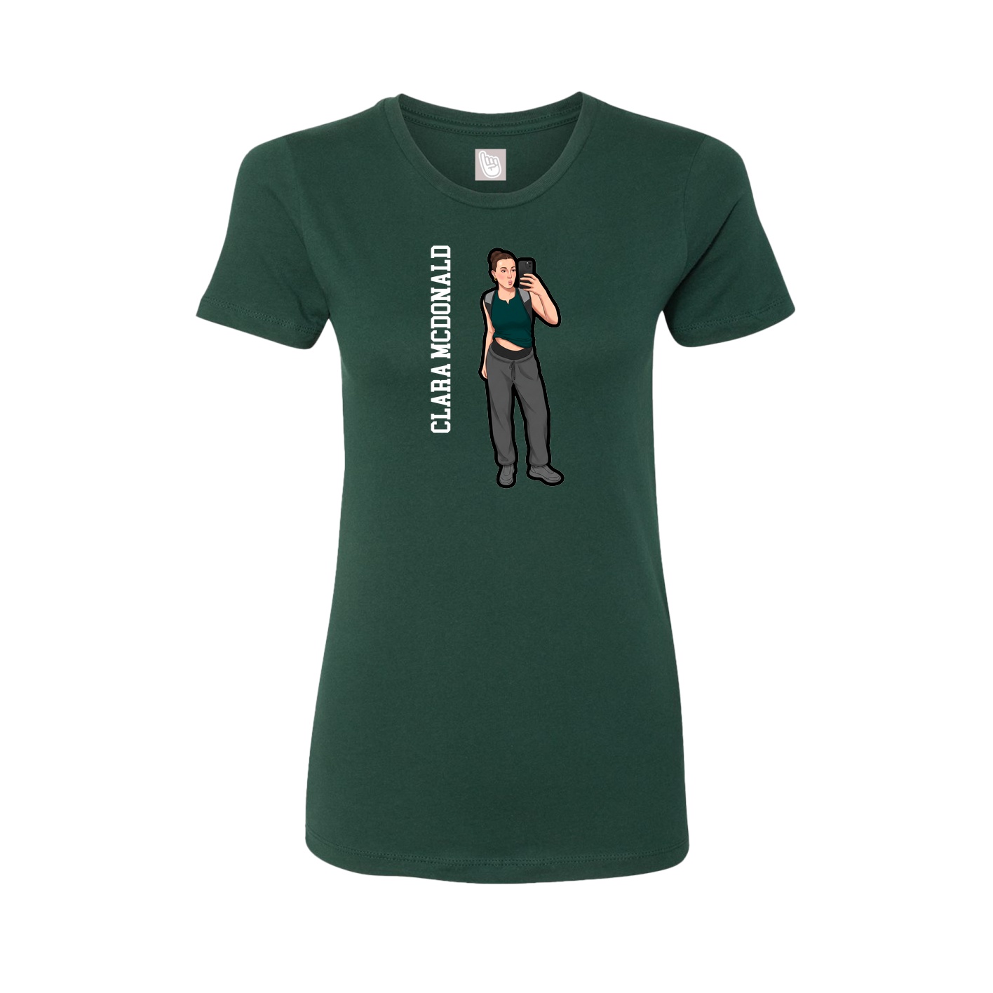 Fitted Women's Tee — Name Vertical in Green