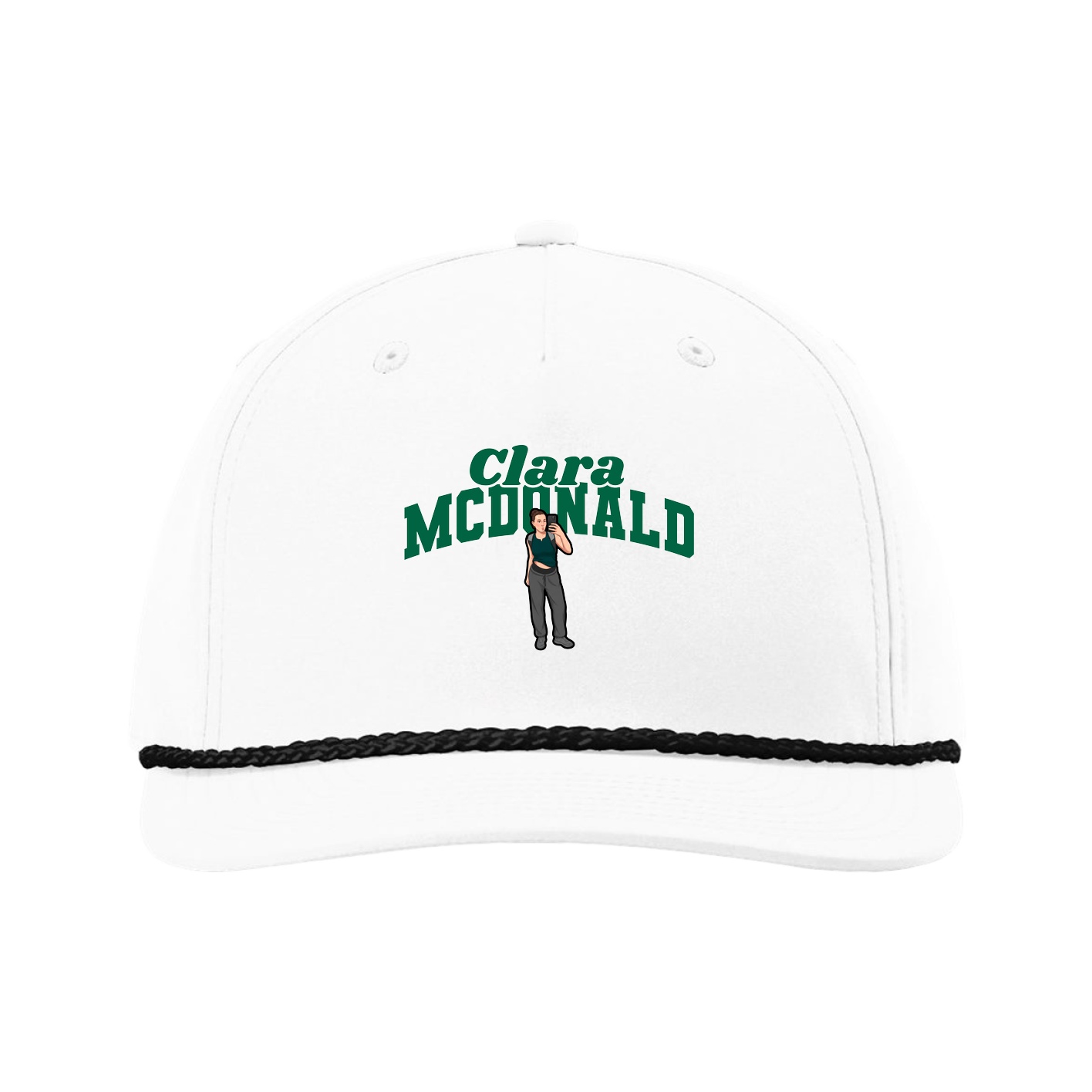 Five-Panel Classic Rope Cap — Signature Arch in White
