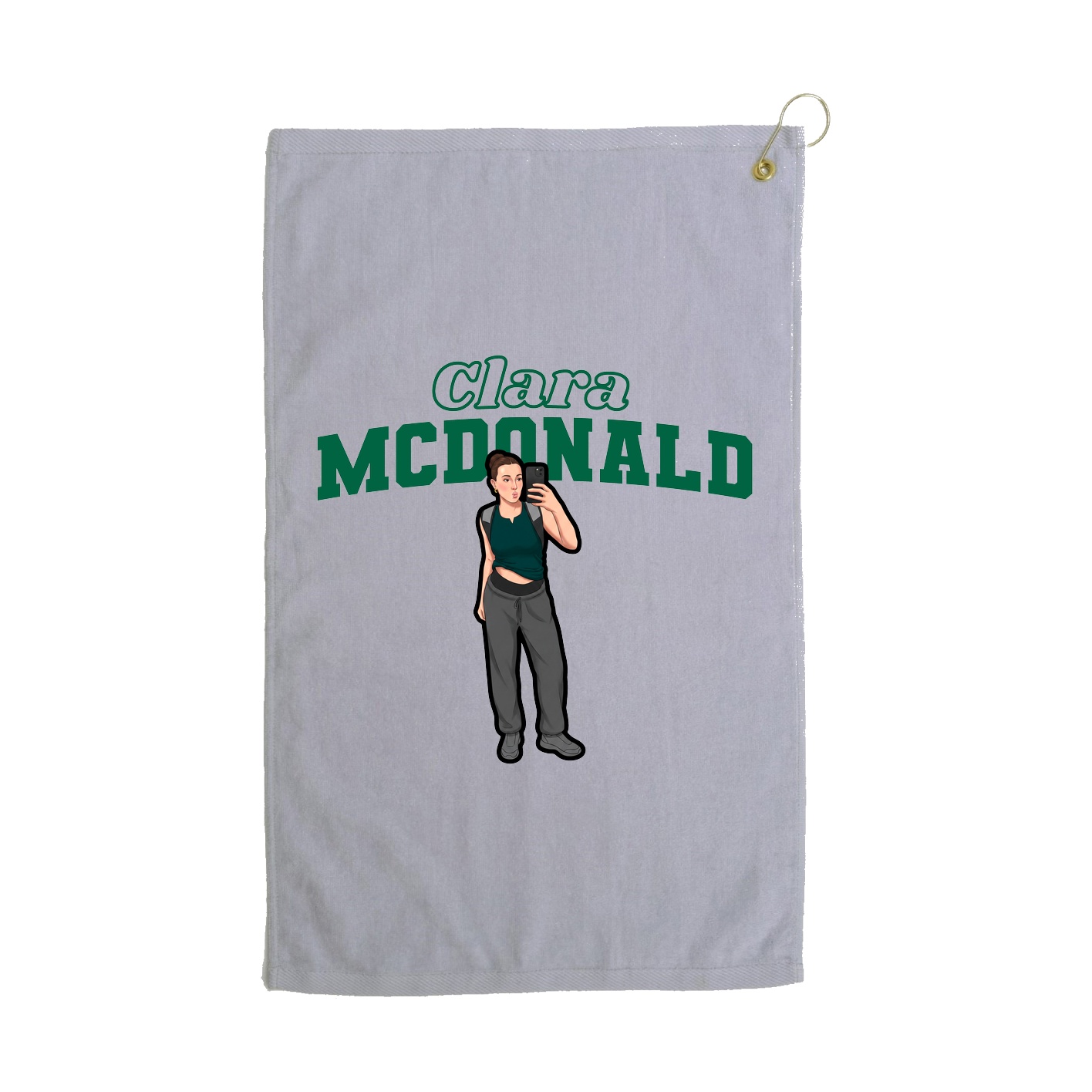 Golf Towel — Name Arch in Grey