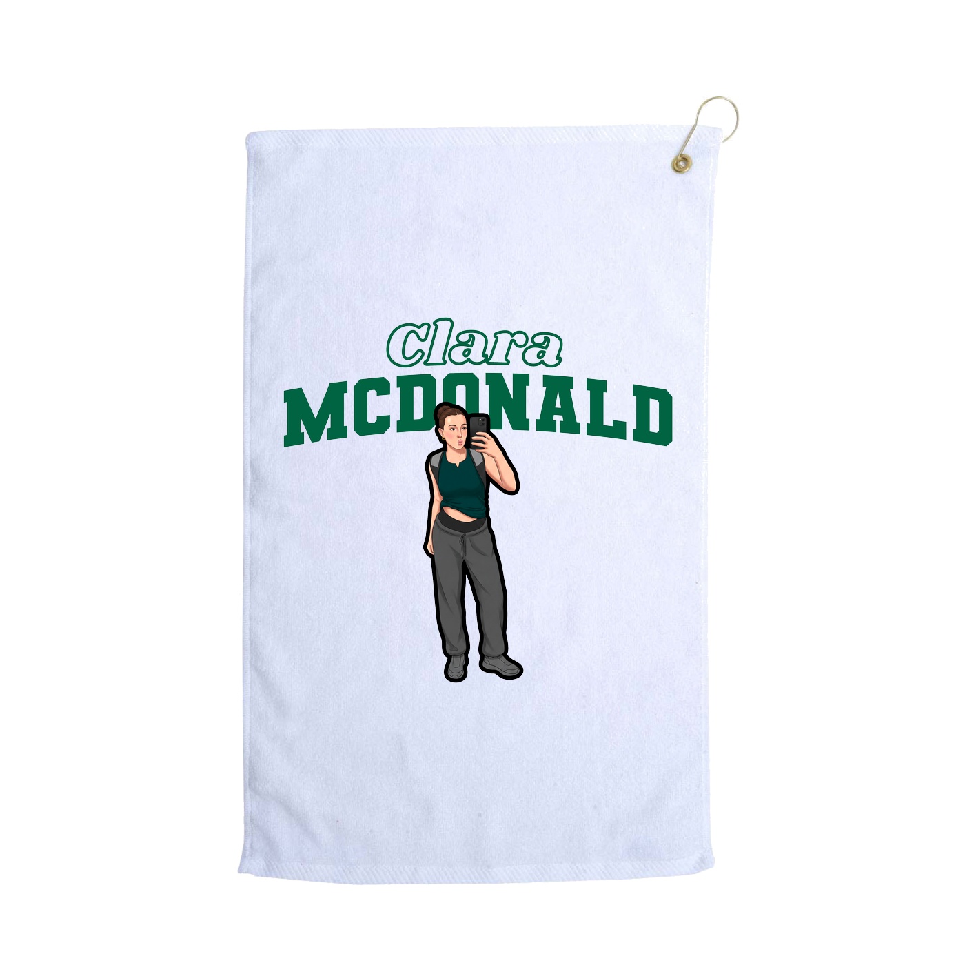 Golf Towel — Name Arch in White