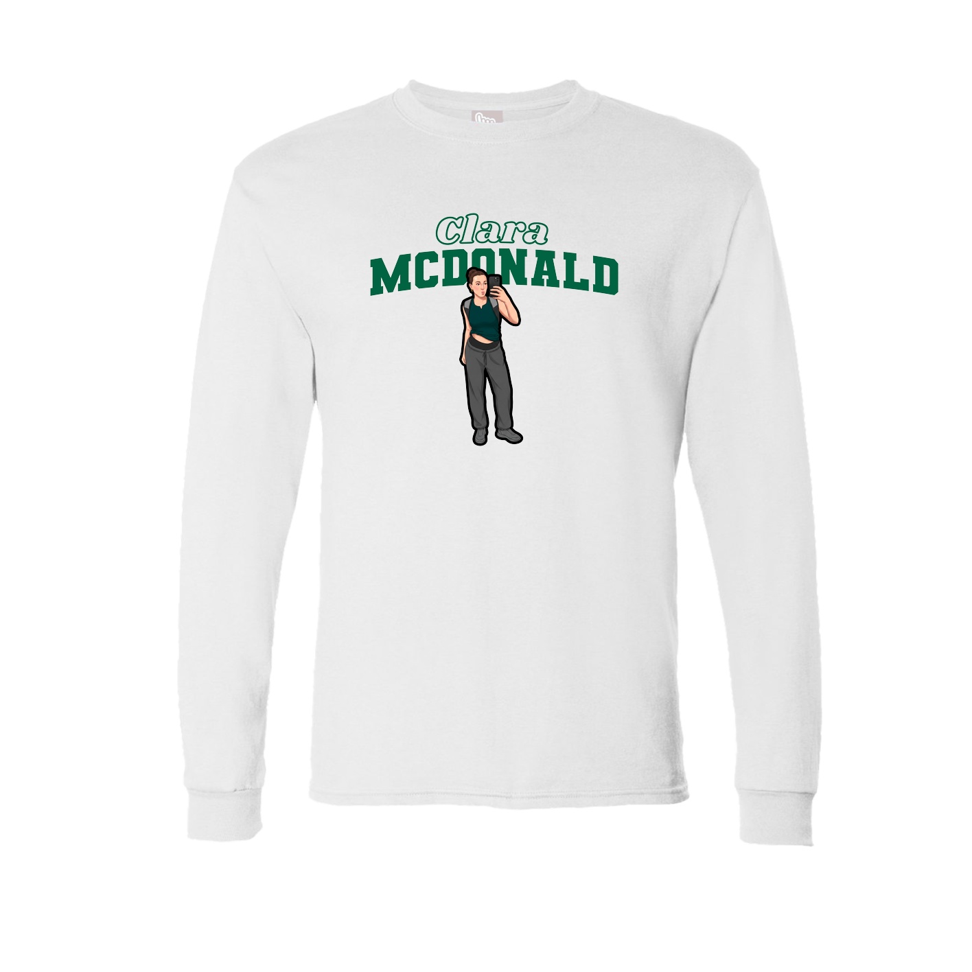Long Sleeve Tee — Name Arch in White