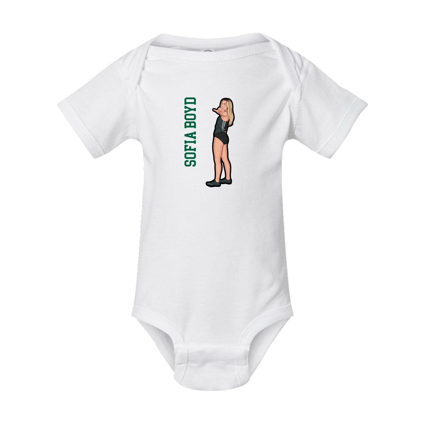 Baby Onesie — Name Vertical in White